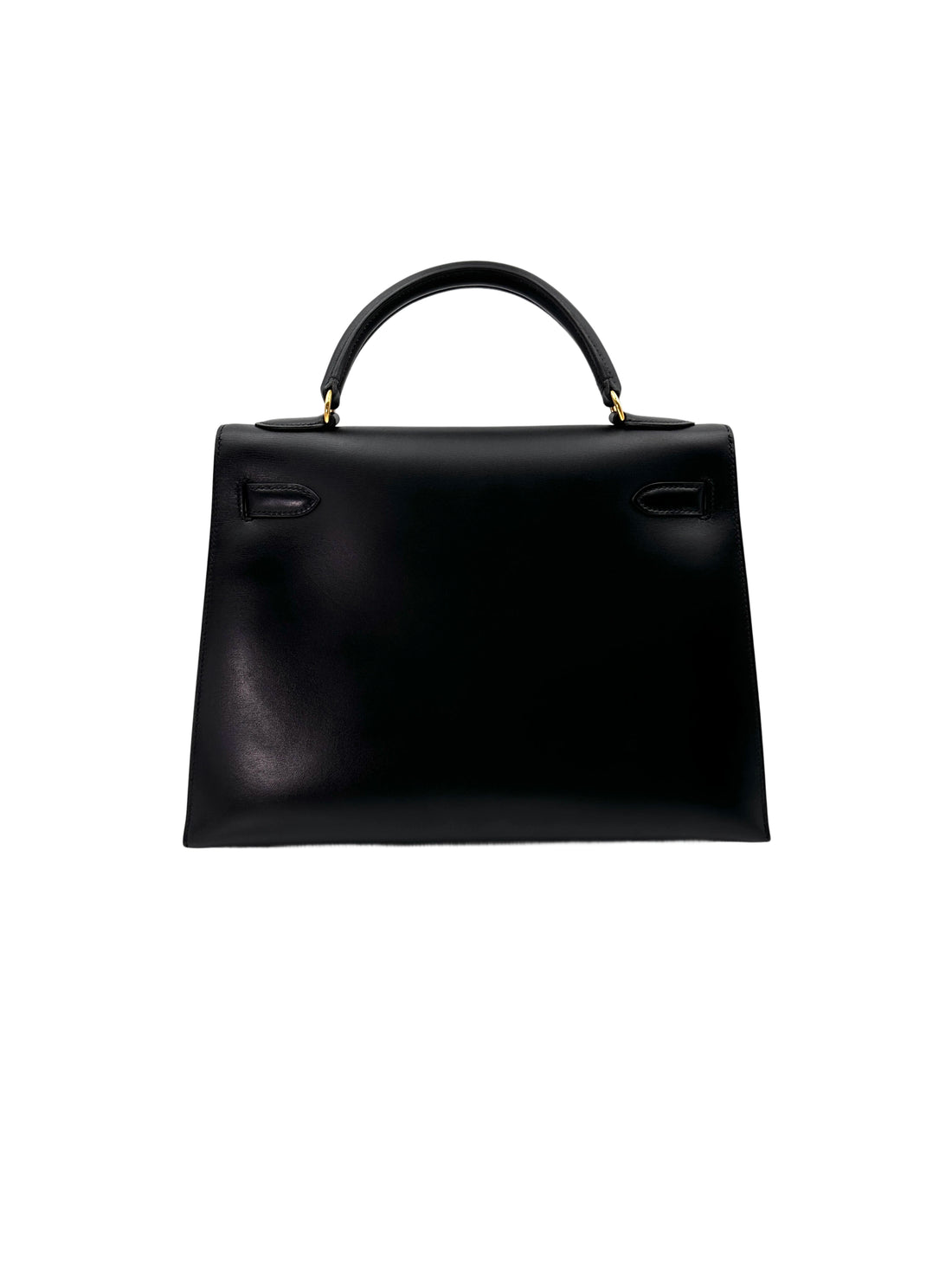 Hermes Kelly 32 Black Leather Handle Bag With Silver Hardware HR99