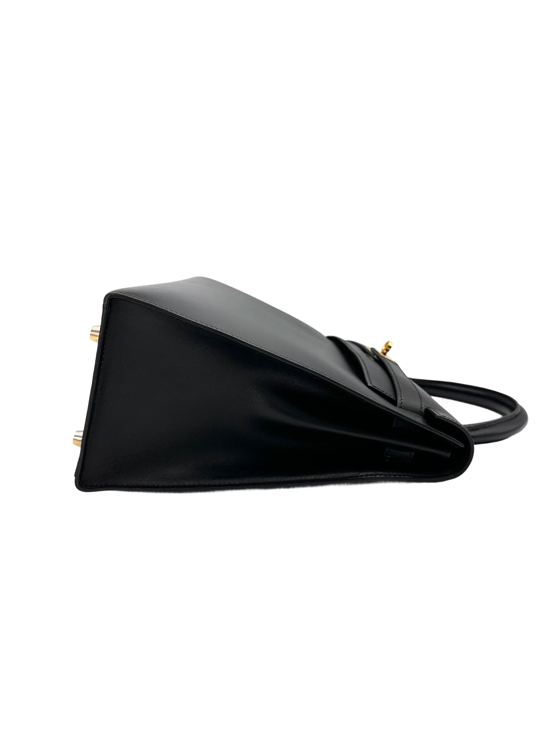 Hermes Kelly 32 Black Leather Handle Bag With Silver Hardware HR99