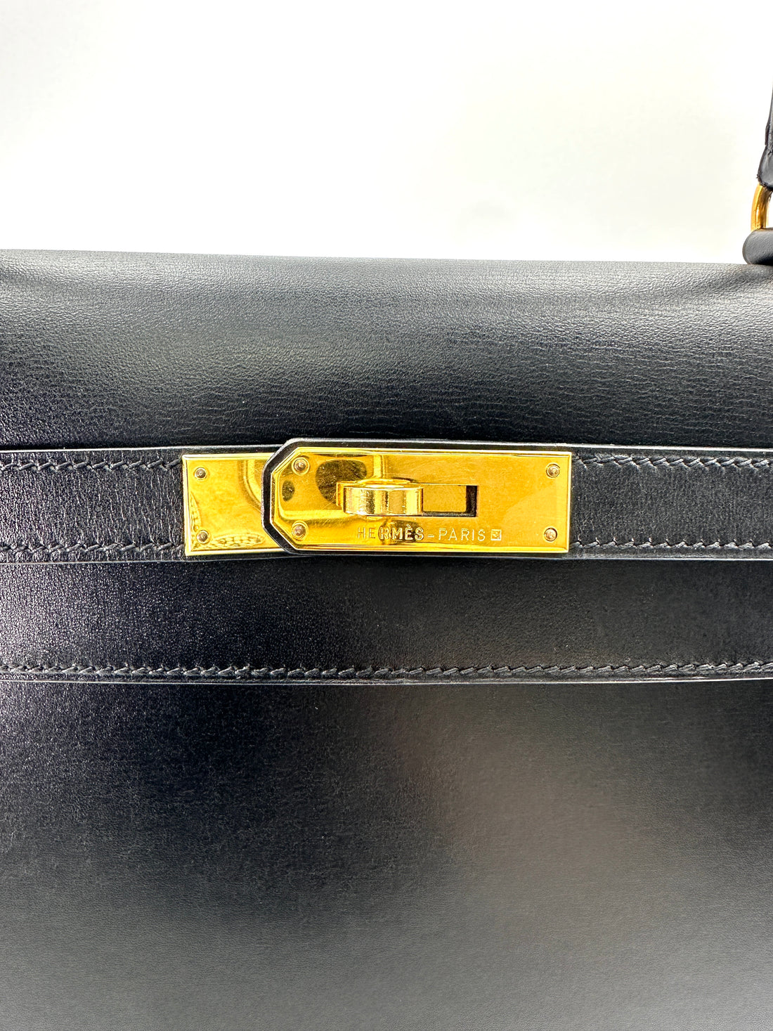 Hermes Kelly 32 Black Leather Handle Bag With Silver Hardware HR99