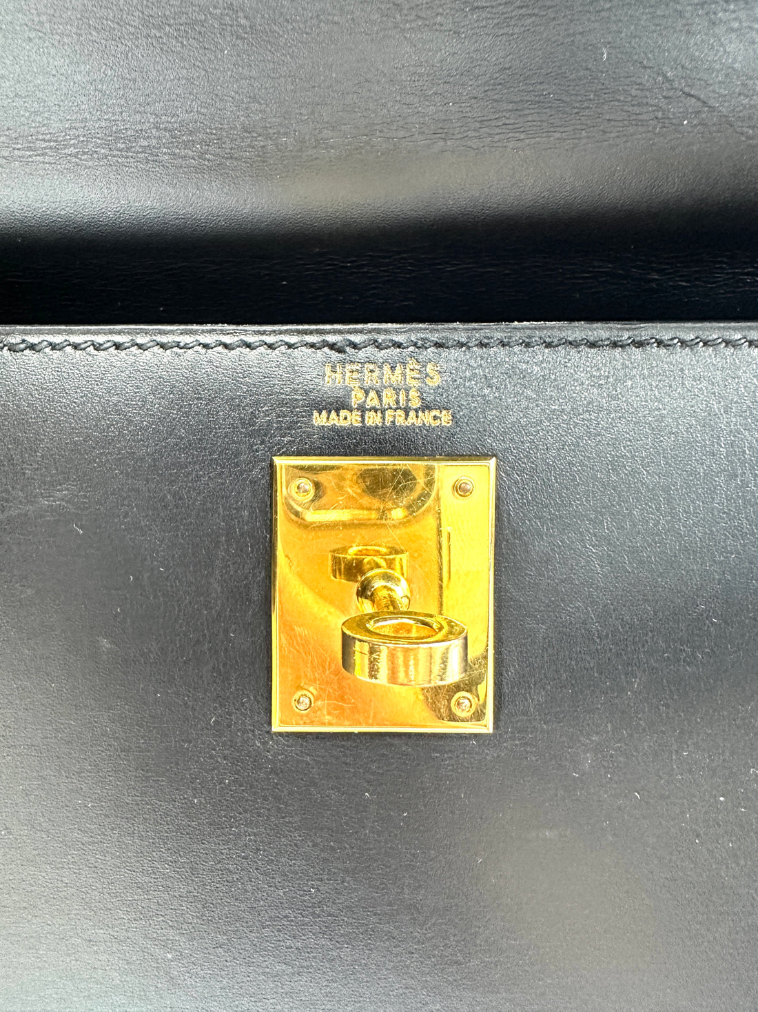 Hermes Kelly 32 Black Leather Handle Bag With Silver Hardware HR99