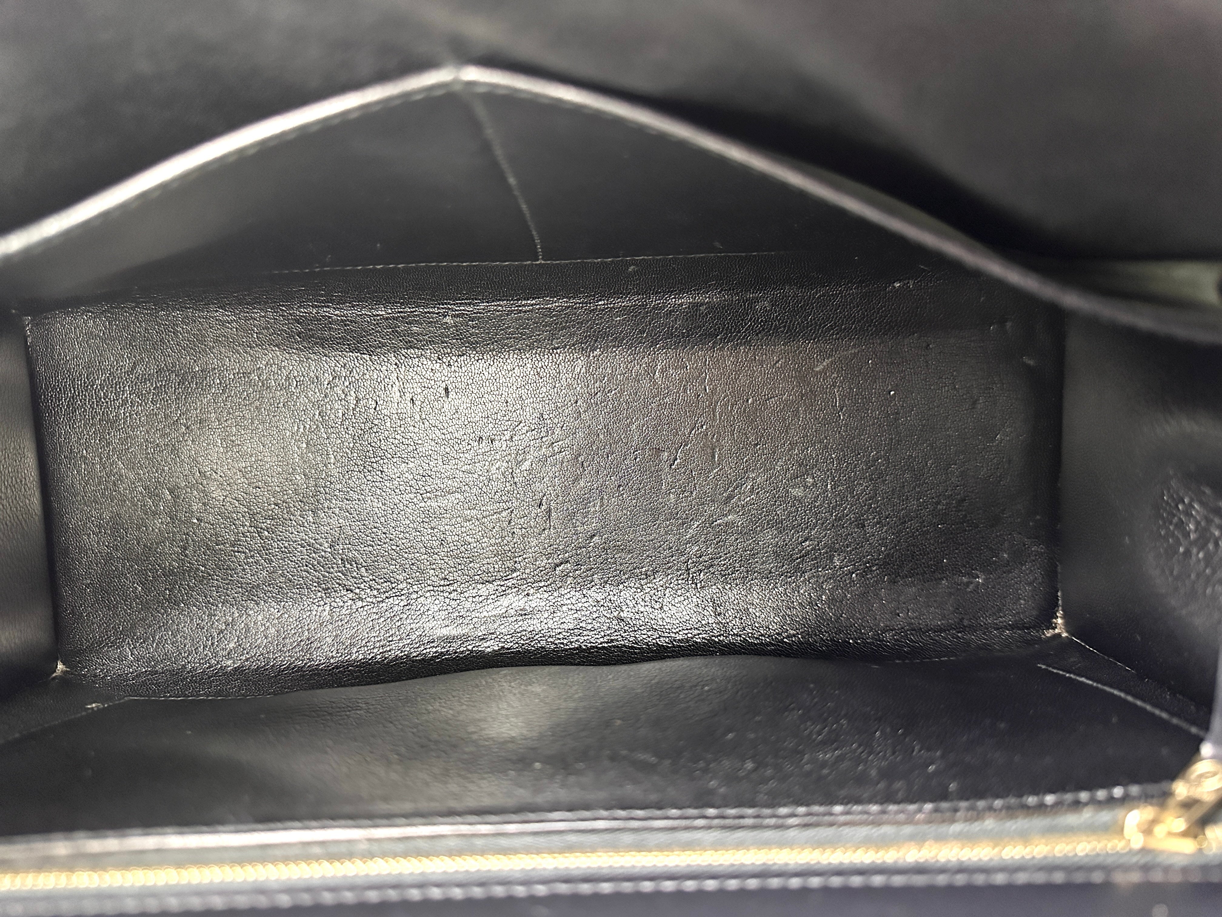 Hermes Kelly 32 Black Leather Handle Bag With Silver Hardware HR99