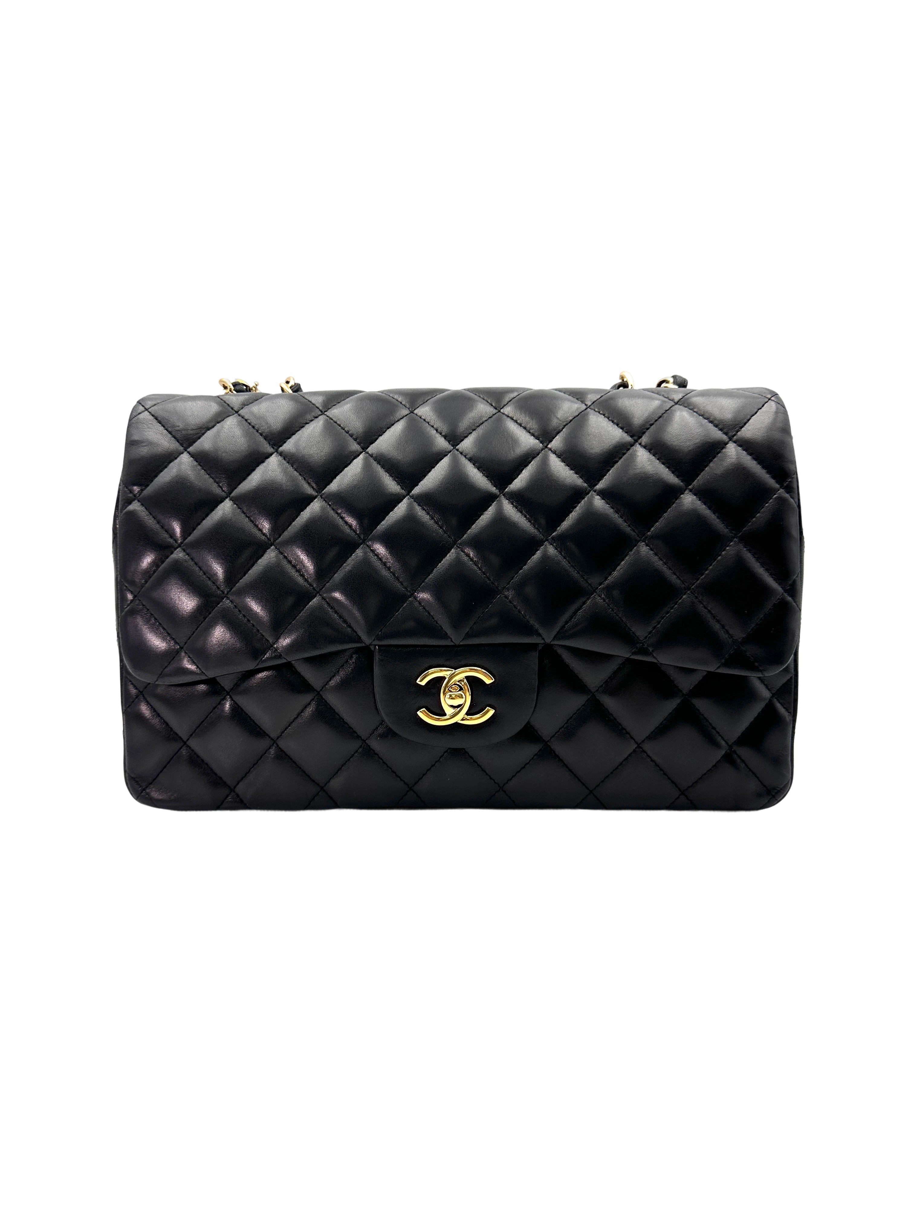 Chanel Classic Flap Black Quilted Lambskin Jumbo Shoulder Bag(13***69) IRIS175