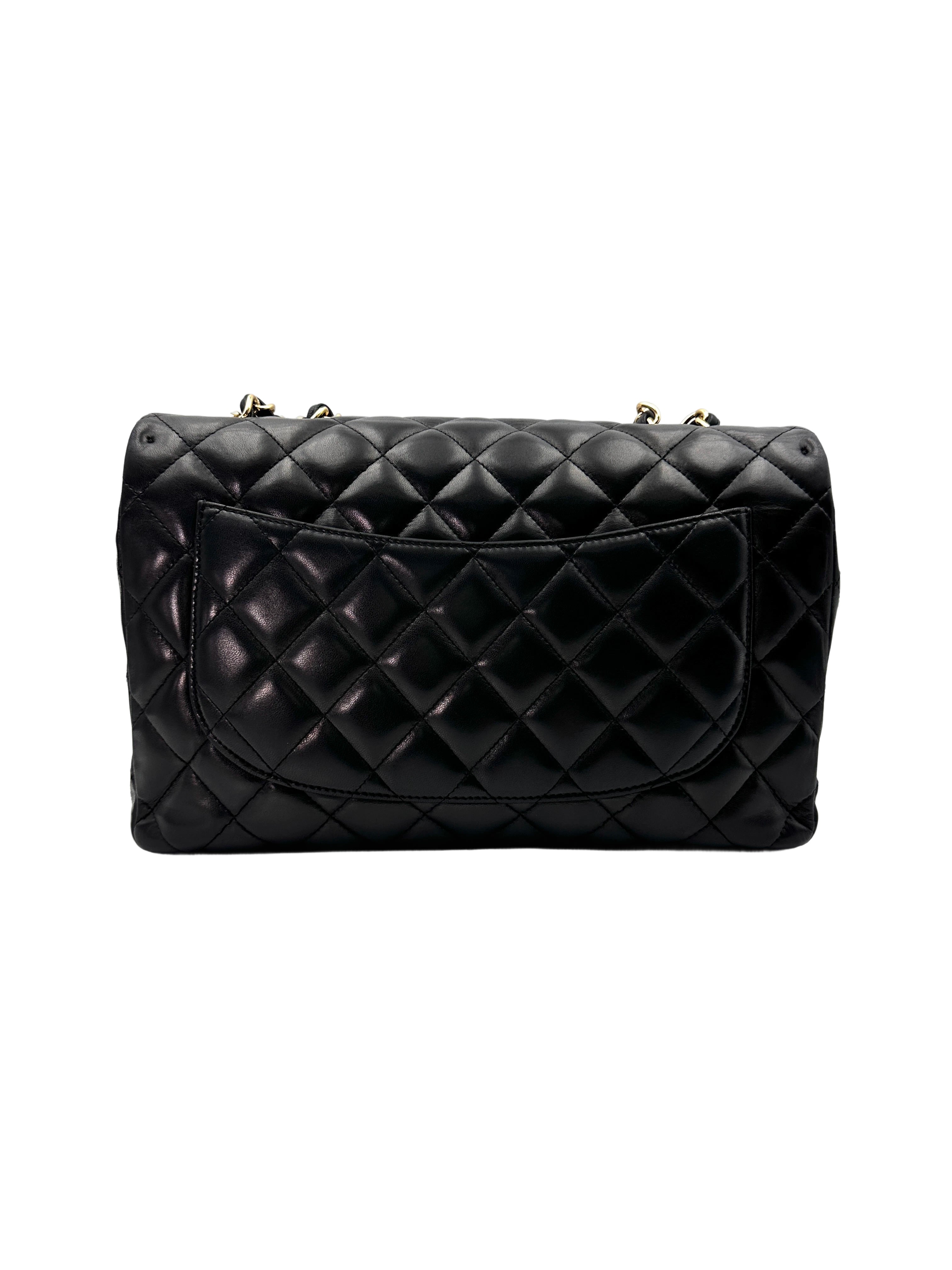 Chanel Classic Flap Black Quilted Lambskin Jumbo Shoulder Bag(13***69) IRIS175