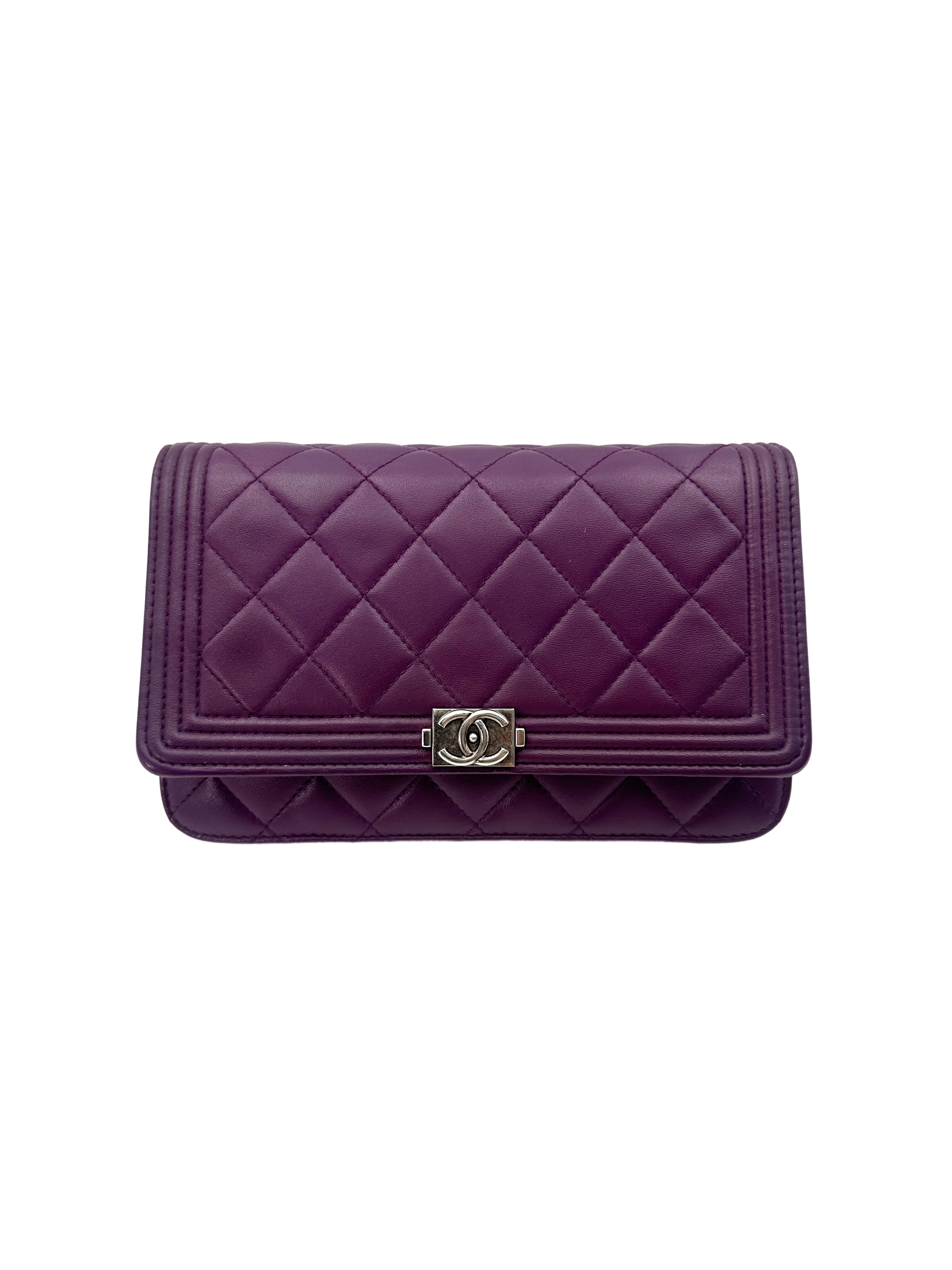 Chanel Purple Quilted Leather Wallet On Chain With Silver Buckle(21***67) CC1807