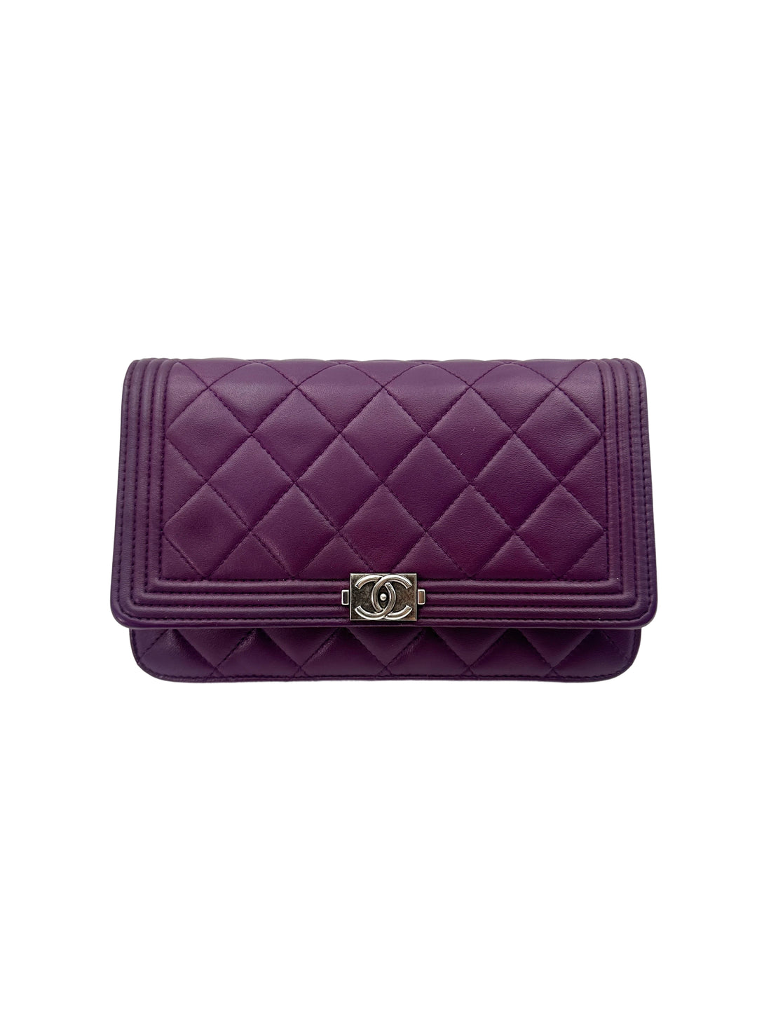 Chanel Purple Quilted Leather Wallet On Chain With Silver Buckle(21***67) CC1807