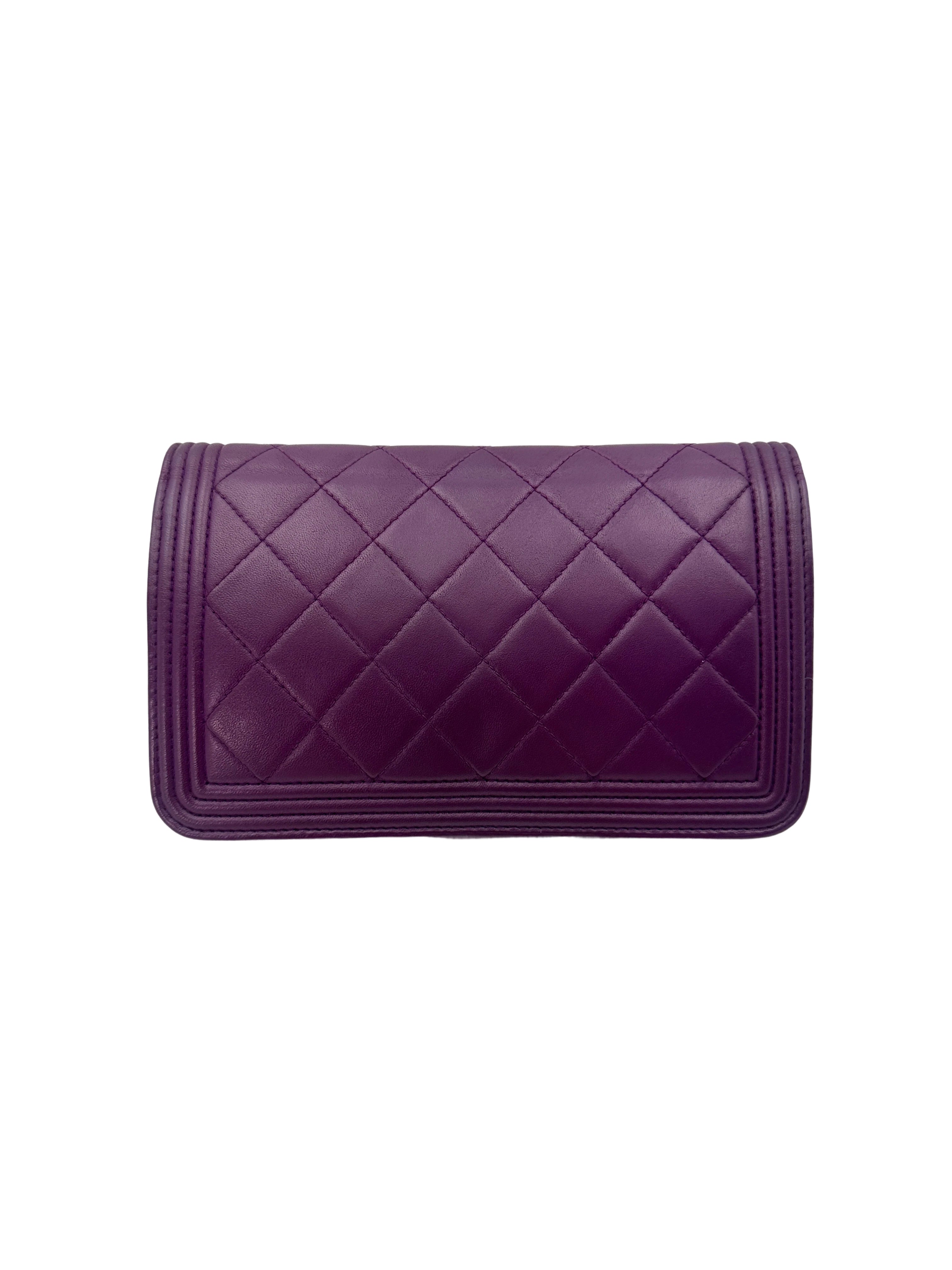 Chanel Purple Quilted Leather Wallet On Chain With Silver Buckle(21***67) CC1807