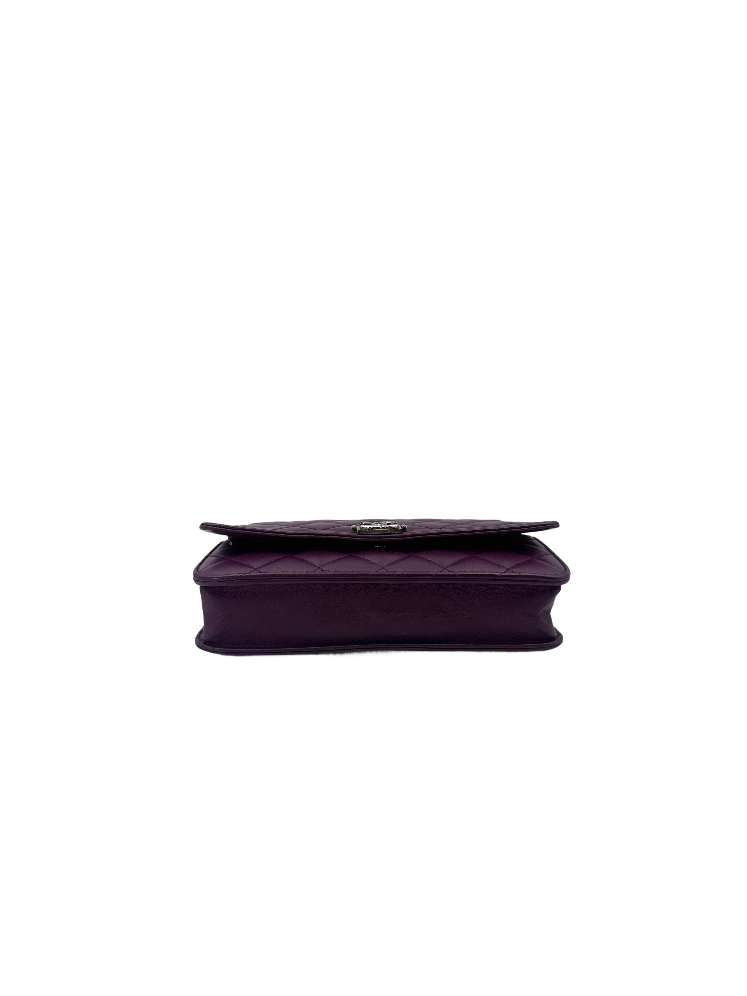 Chanel Purple Quilted Leather Wallet On Chain With Silver Buckle(21***67) CC1807