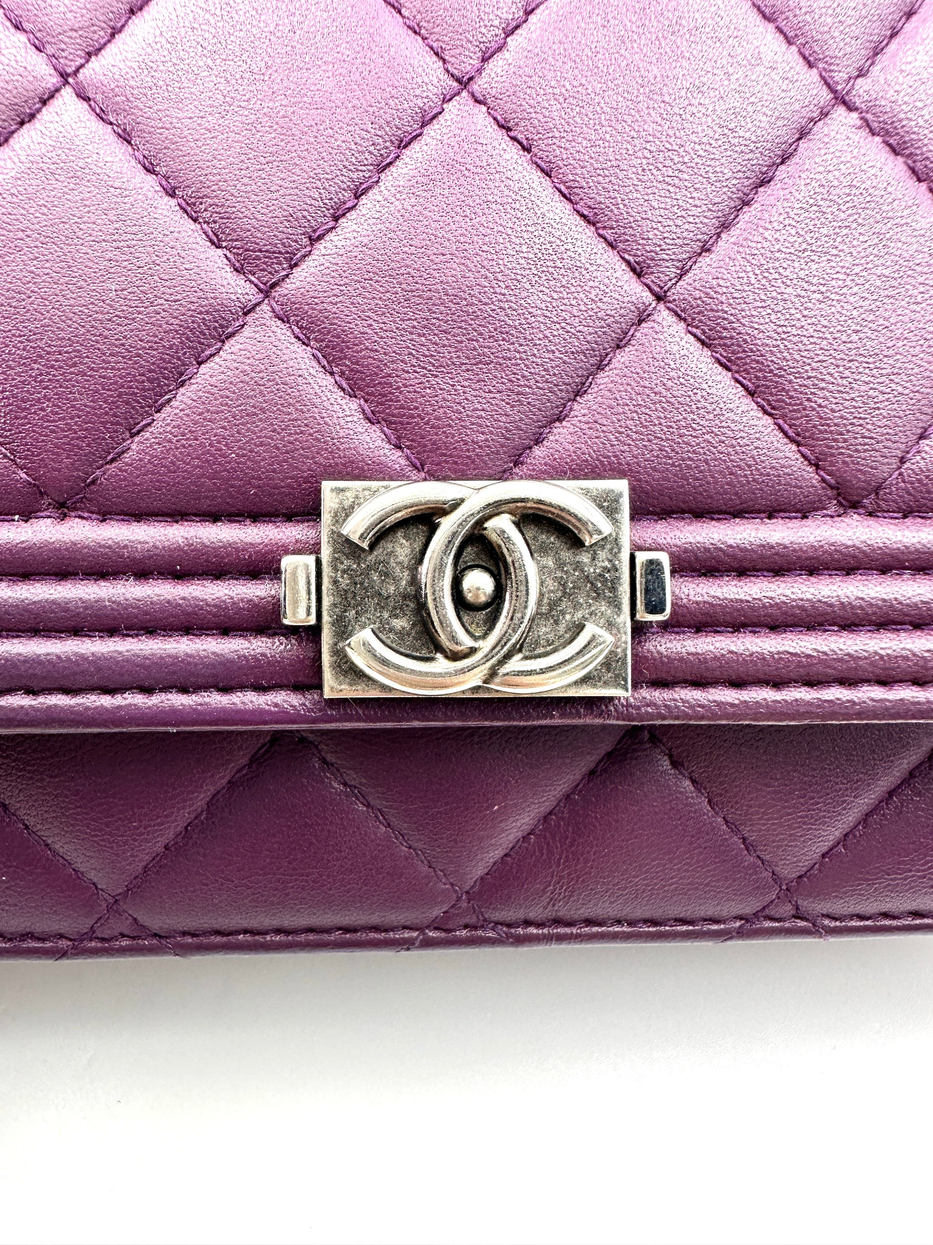 Chanel Purple Quilted Leather Wallet On Chain With Silver Buckle(21***67) CC1807