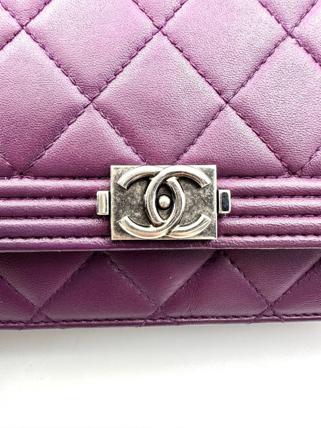 Chanel Purple Quilted Leather Wallet On Chain With Silver Buckle(21***67) CC1807