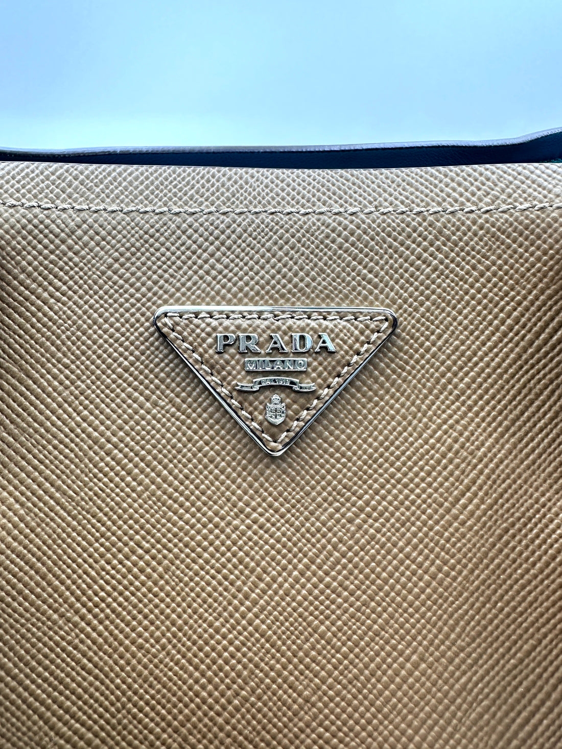 Prada Brown Saffiano Cuir Leather Double Tote Bag PR274