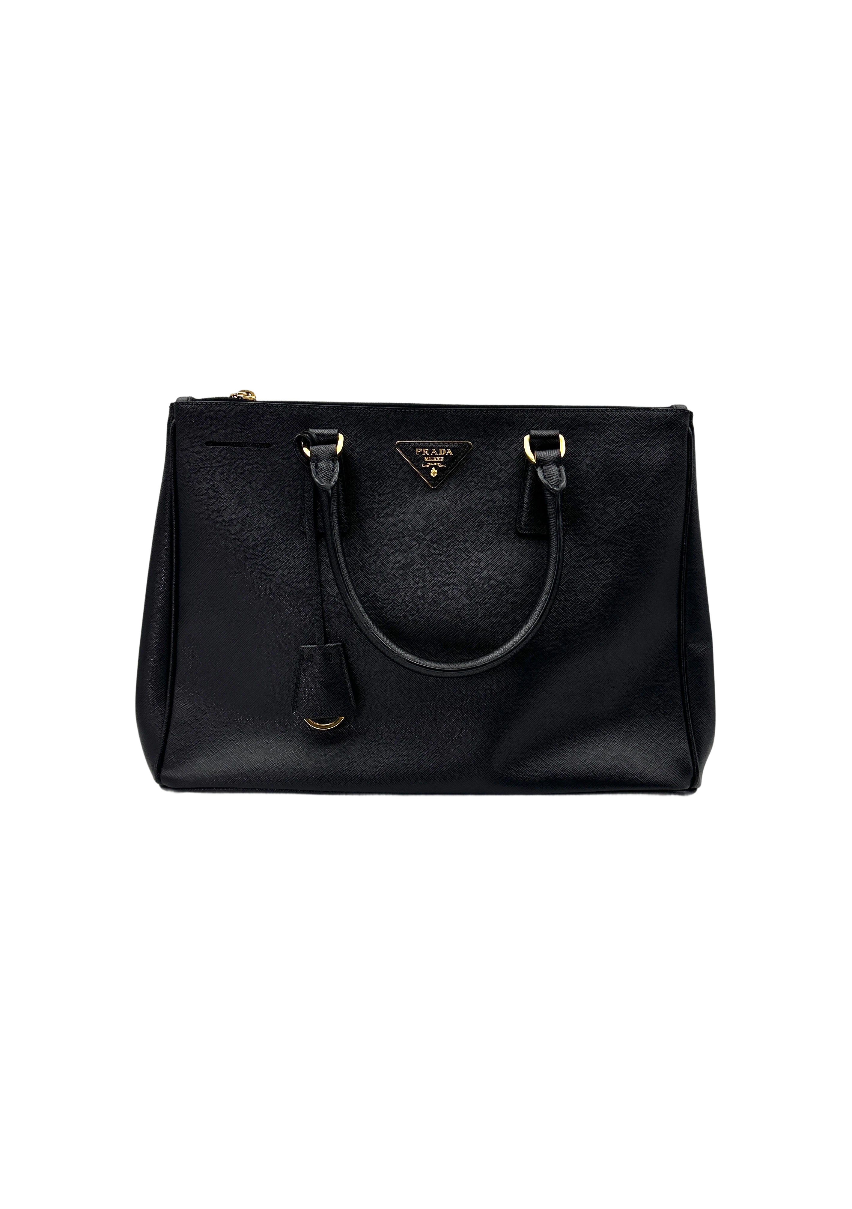 Prada Galleria Black Saffiano Lux Leather Handle Bag PR275