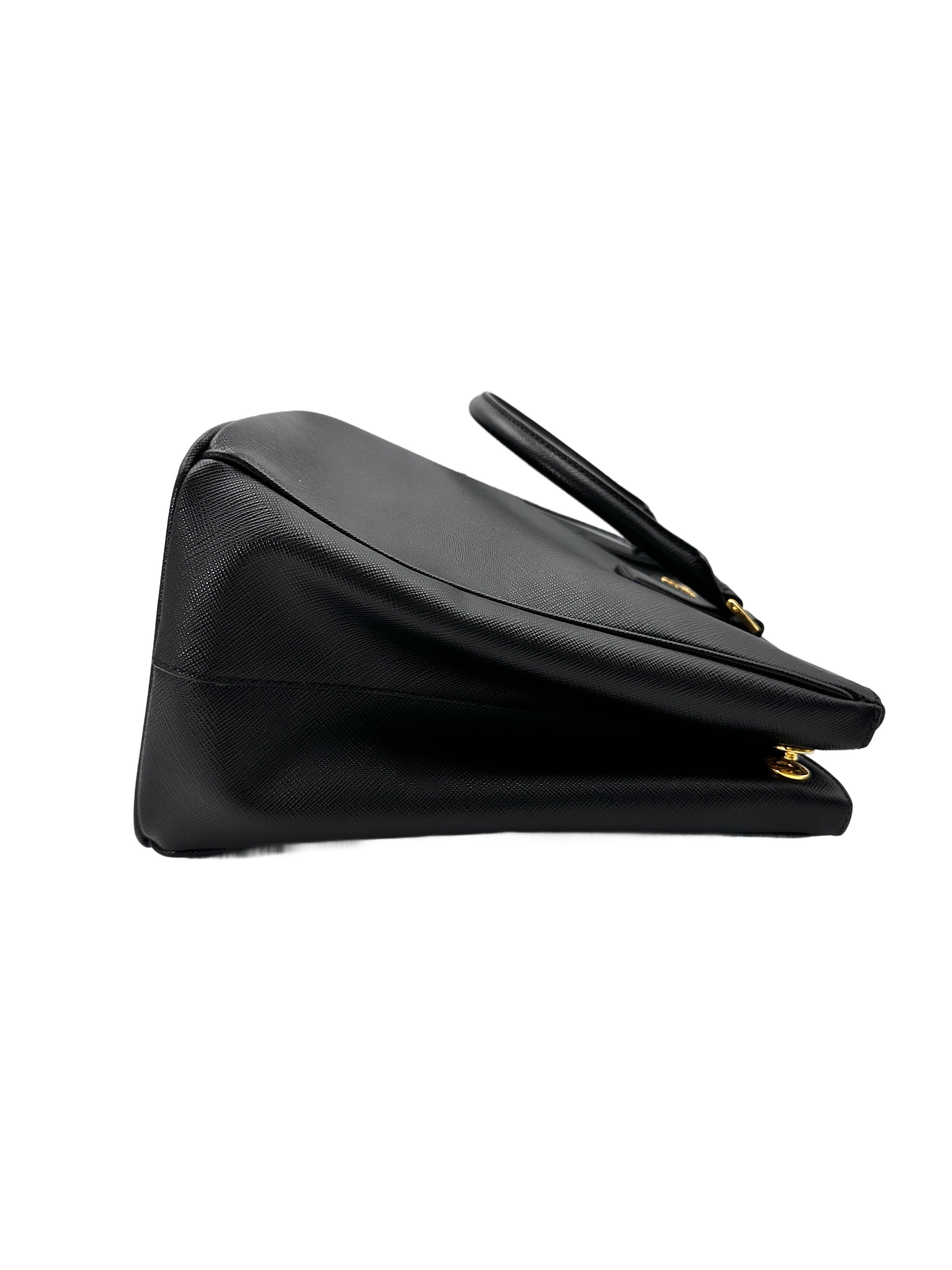 Prada Galleria Black Saffiano Lux Leather Handle Bag PR275