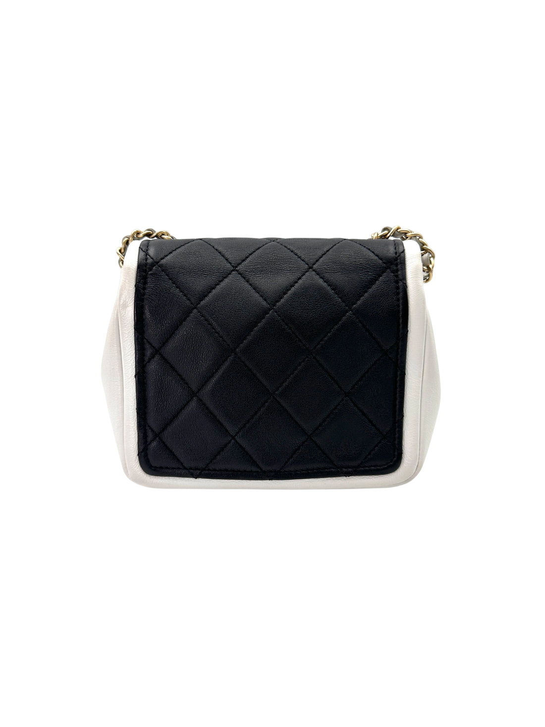Chanel Black/White Quilted Leather Flap Bag With Gold Hardware(19***29) IRIS176