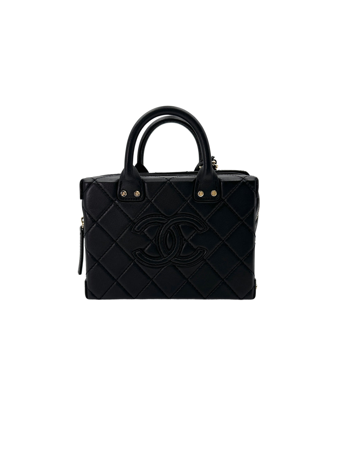 Chanel 22B Black Quilted Leather Handle Bag(N5***N8) CC1808