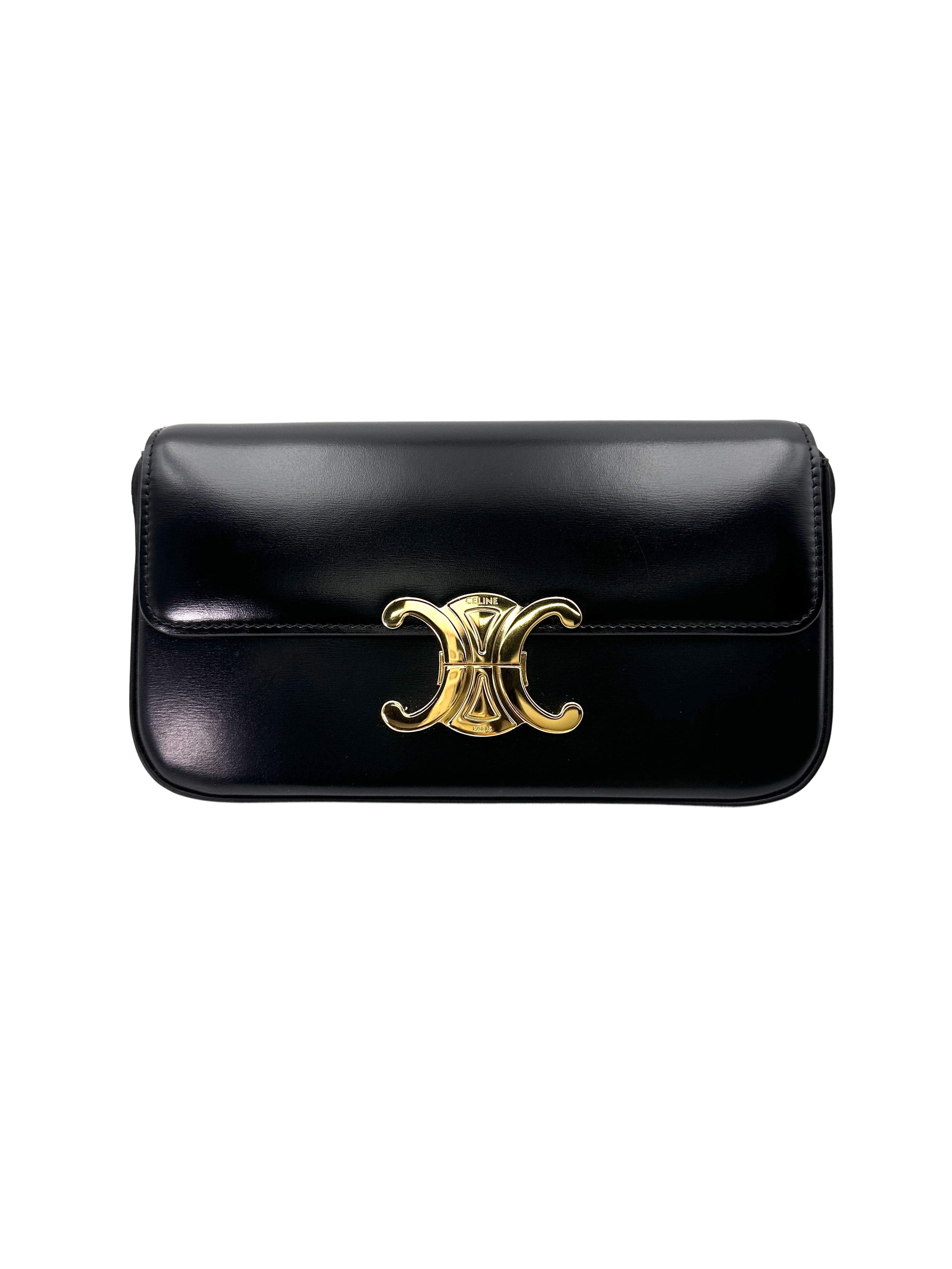 Celine Claude Triomphe Black Leather Shoulder Bag CEH260423