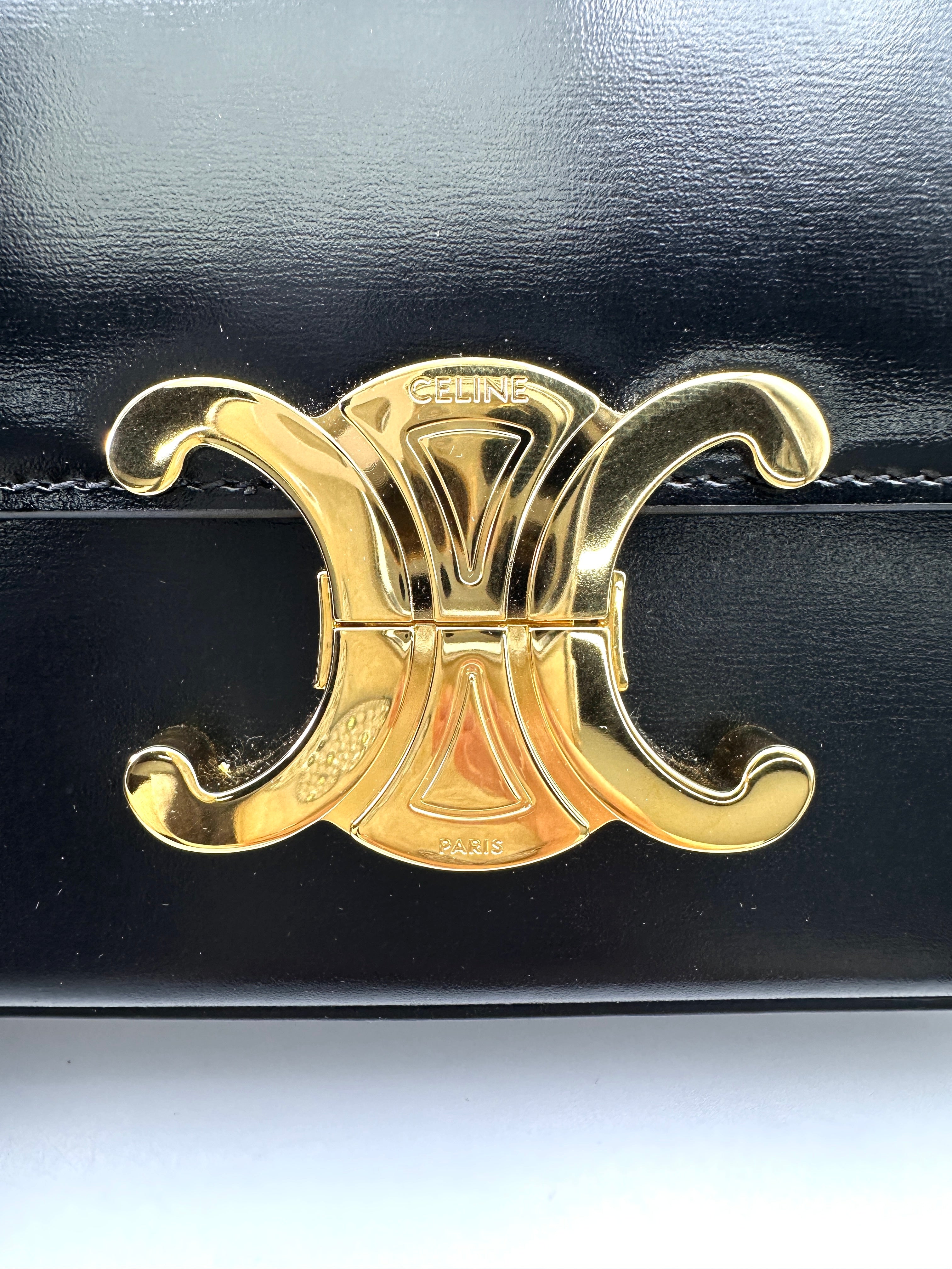Celine Claude Triomphe Black Leather Shoulder Bag CEH260423