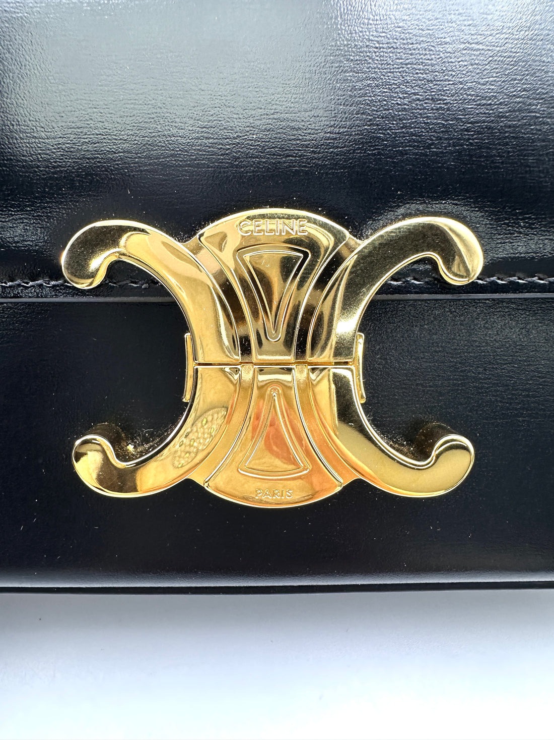 Celine Claude Triomphe Black Leather Shoulder Bag CEH260423