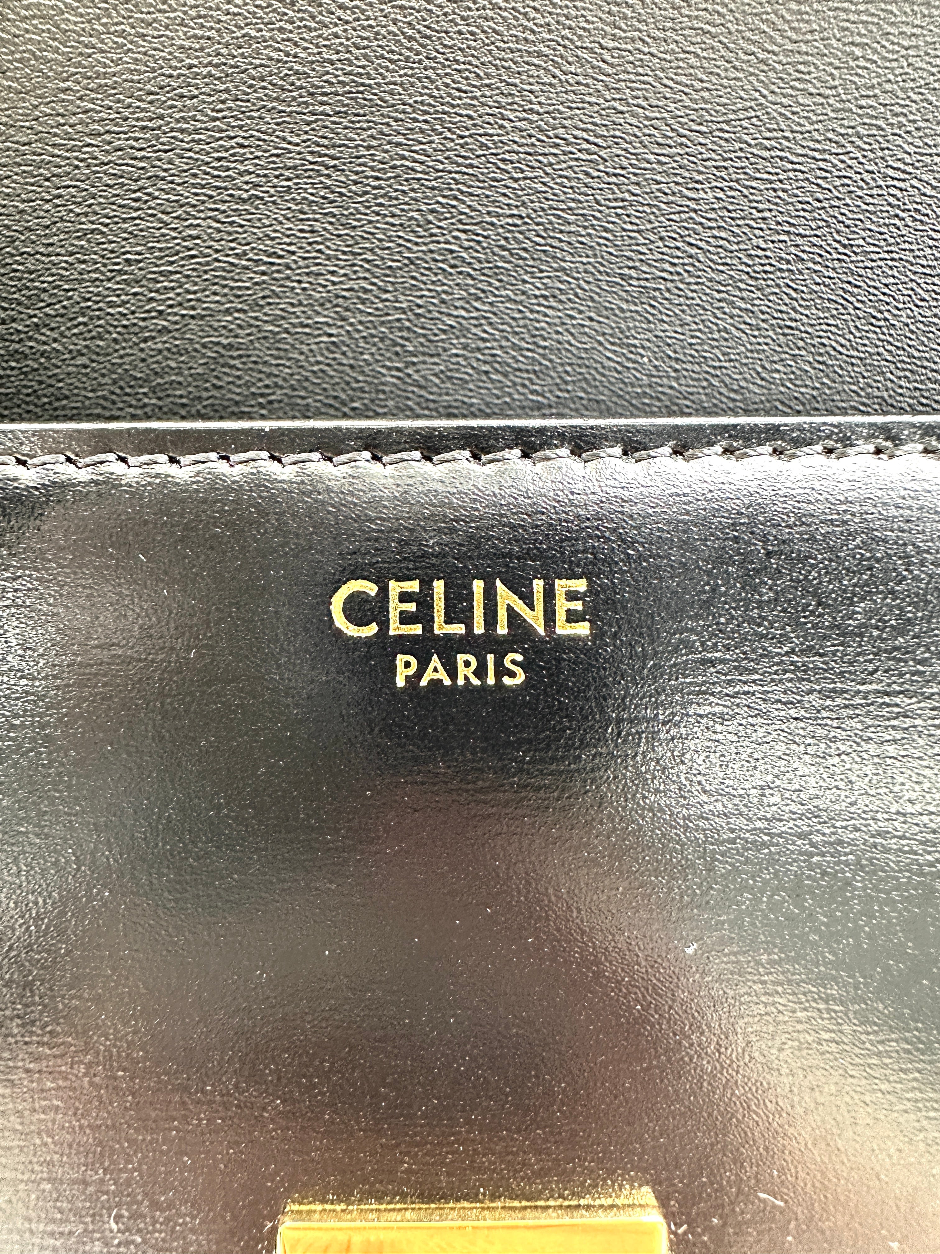 Celine Claude Triomphe Black Leather Shoulder Bag CEH260423