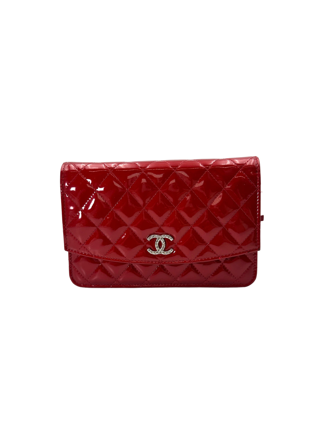 Chanel Red Quilted Patent Leather Wallet On Chain(18***58) CC1809