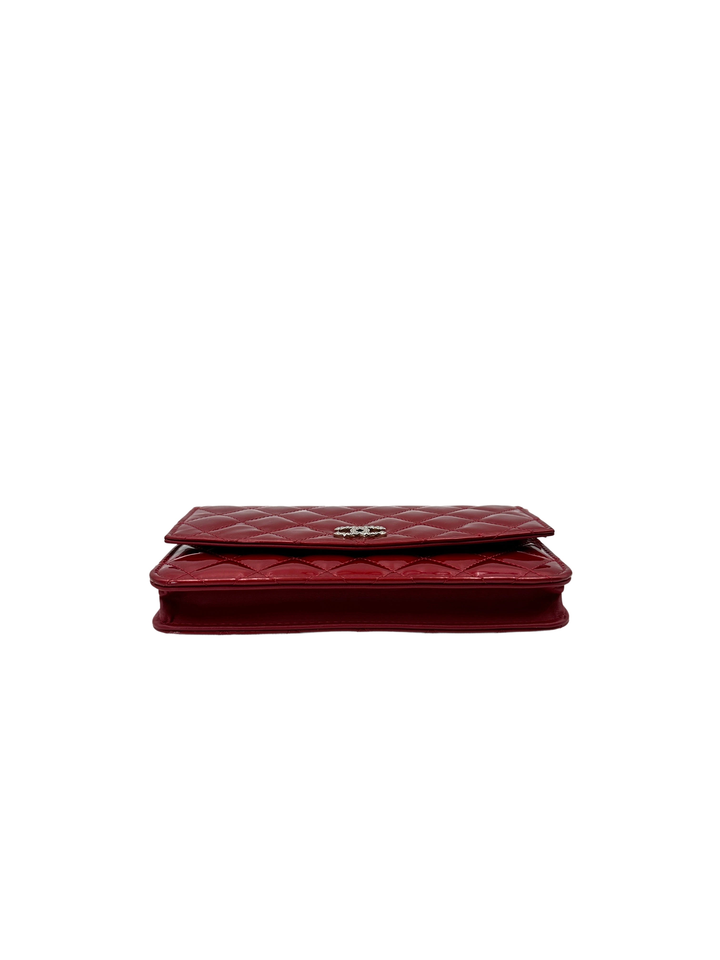 Chanel Red Quilted Patent Leather Wallet On Chain(18***58) CC1809