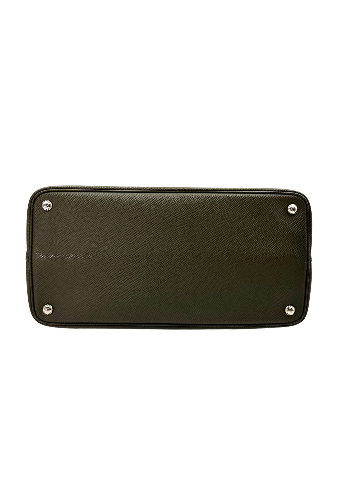 Prada Double Dark Green Saffiano Cuir Leather Handle Bag PR276