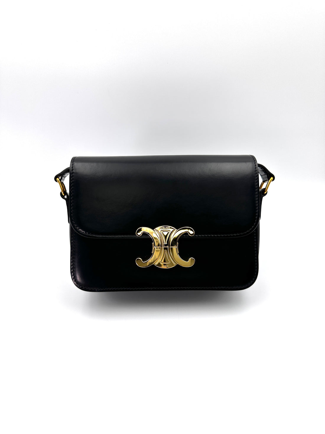 Celine Teen Triomphe Black Leather Shoulder Bag CEL260423