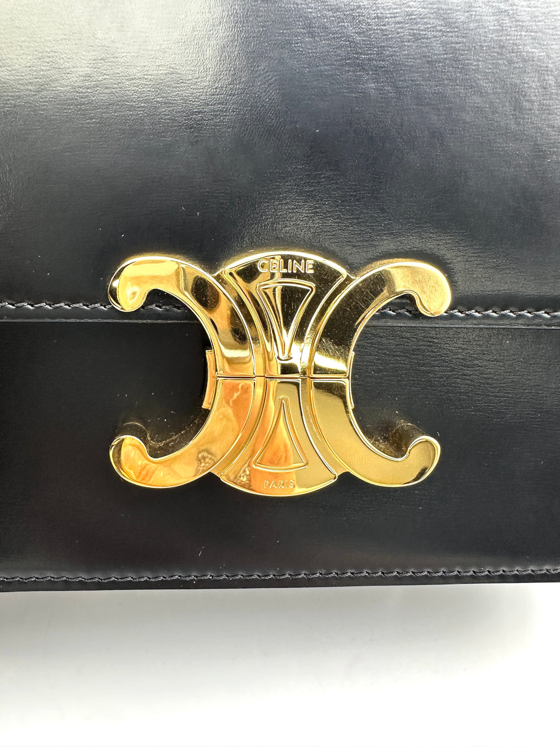 Celine Teen Triomphe Black Leather Shoulder Bag CEL