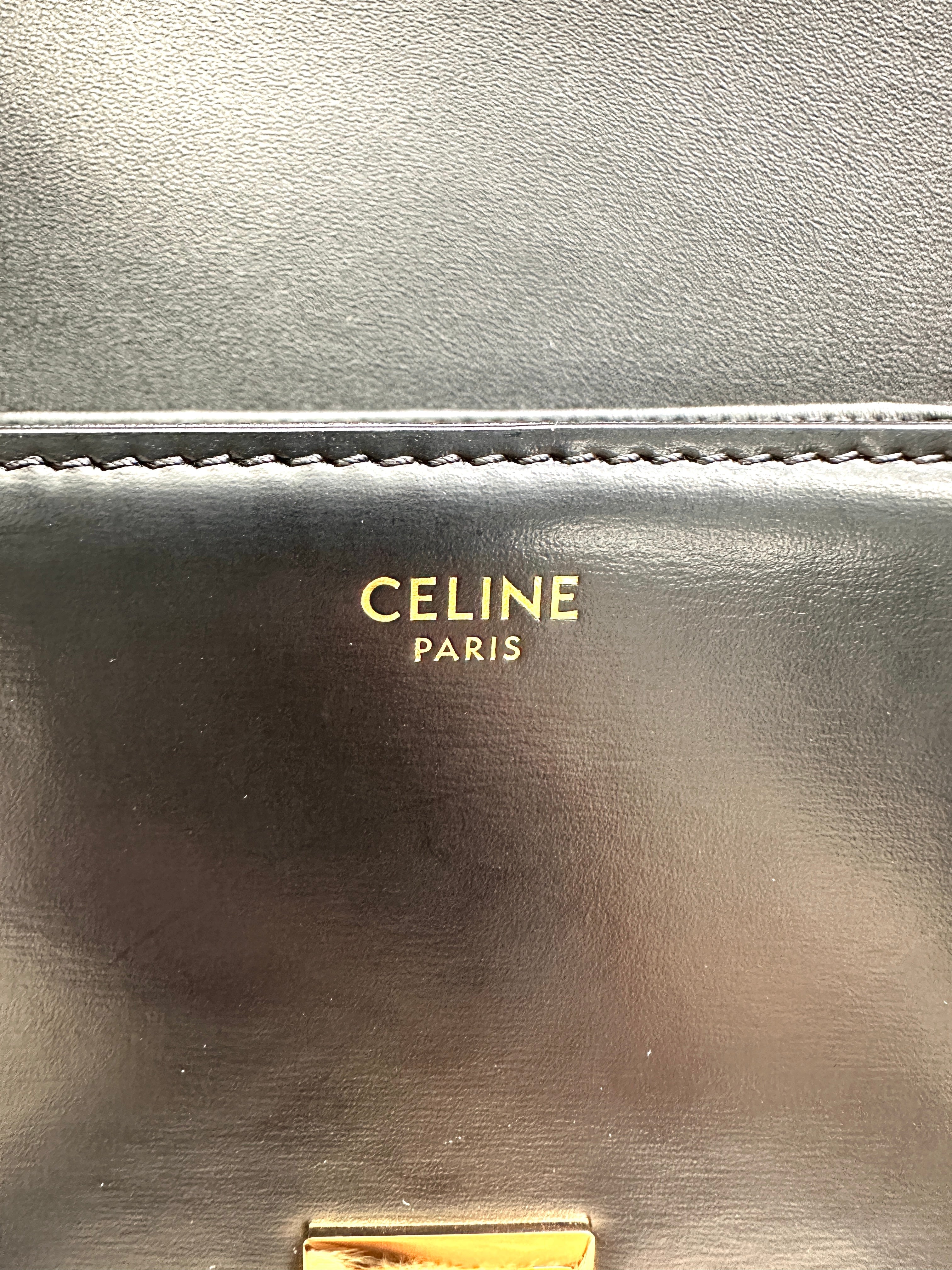 Celine Teen Triomphe Black Leather Shoulder Bag CEL260423