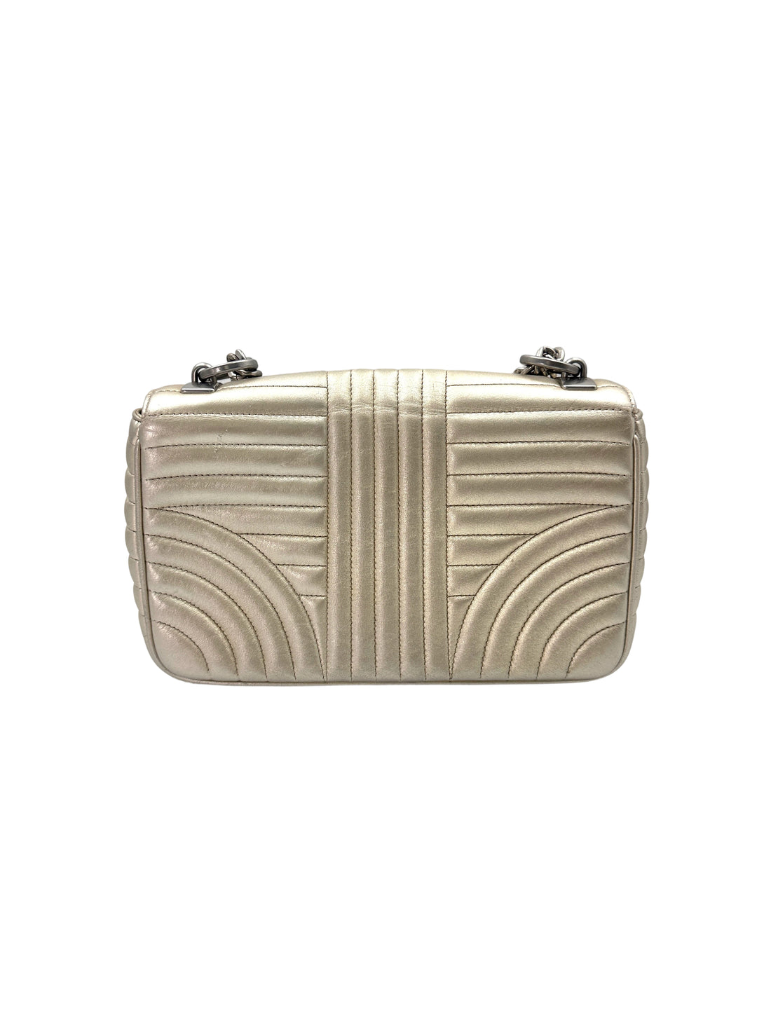 Prada Diagramme Silver Quilted Leather Shoulder Bag PR277