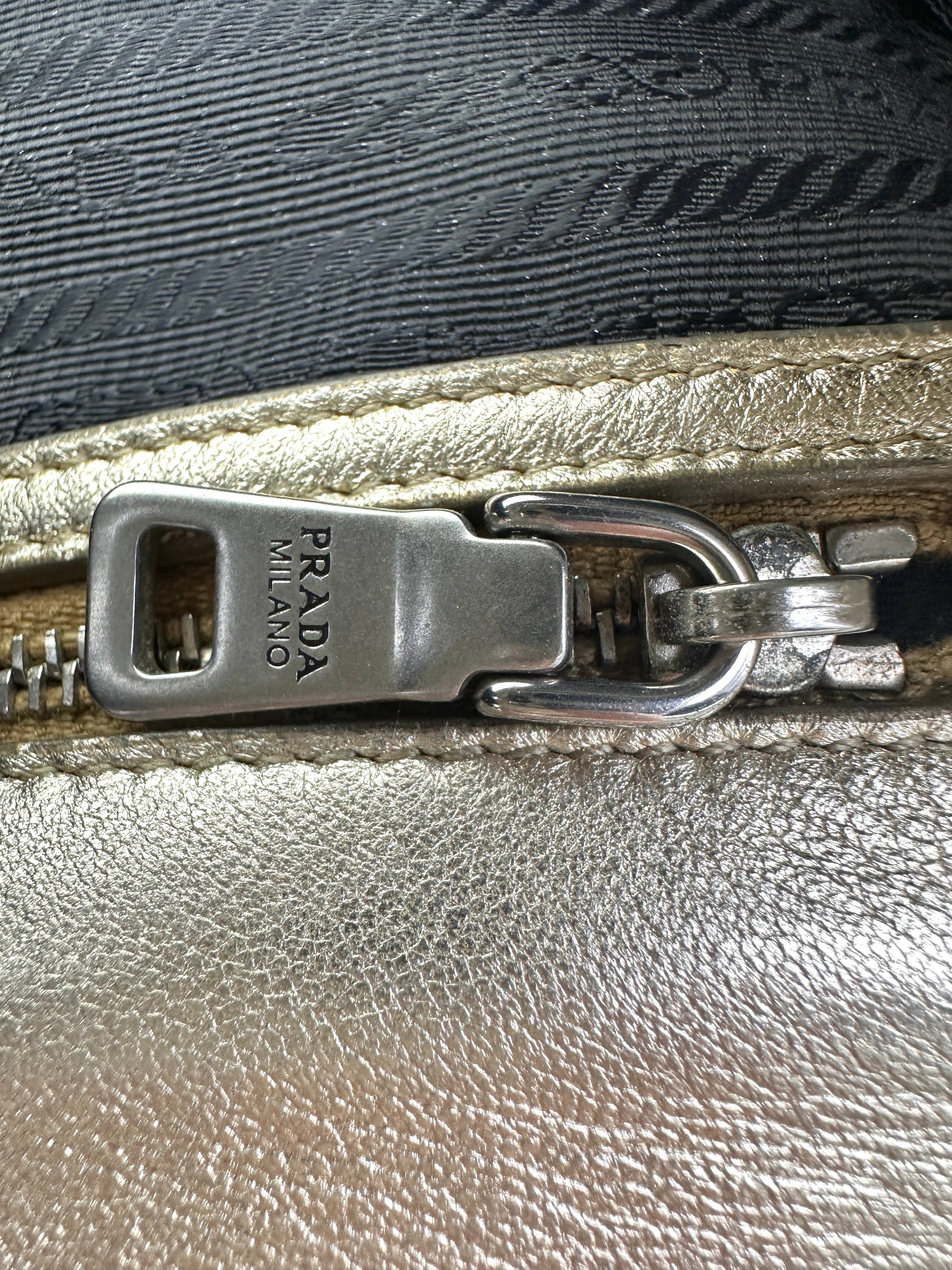 Prada Diagramme Silver Quilted Leather Shoulder Bag PR277