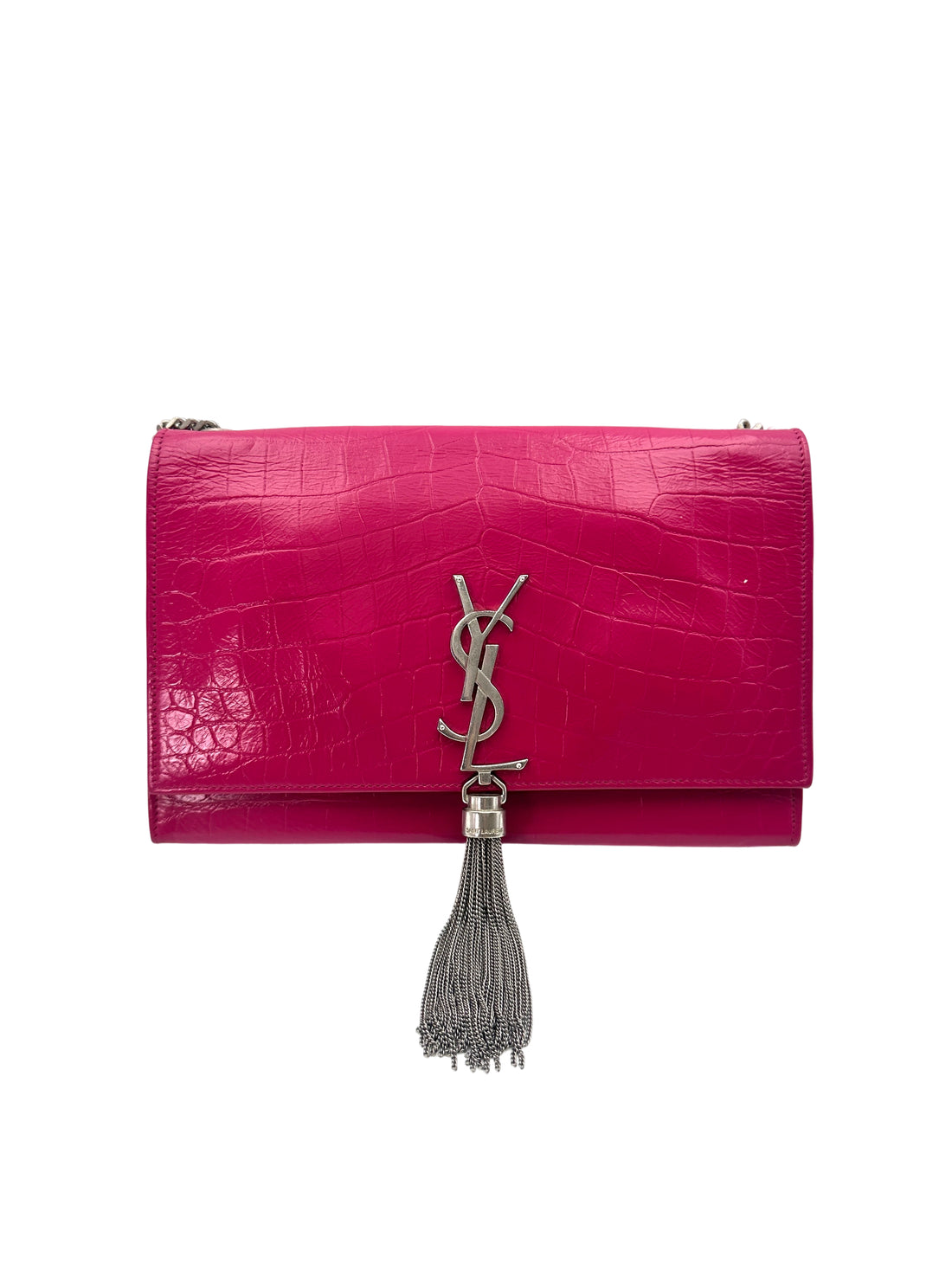 Saint Laurent Kate Tassel Red Croc-Embossed Leather Flap Bag SL189