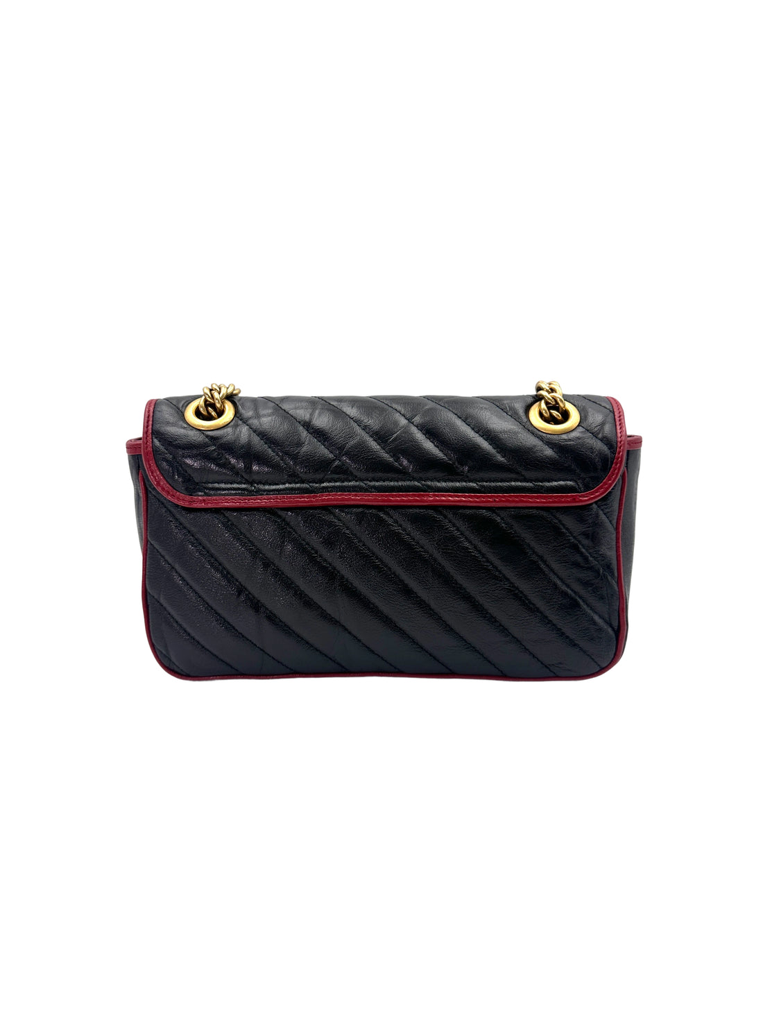 Gucci GG Marmont Black/Red Leather Medium Size Shoulder Bag GG859