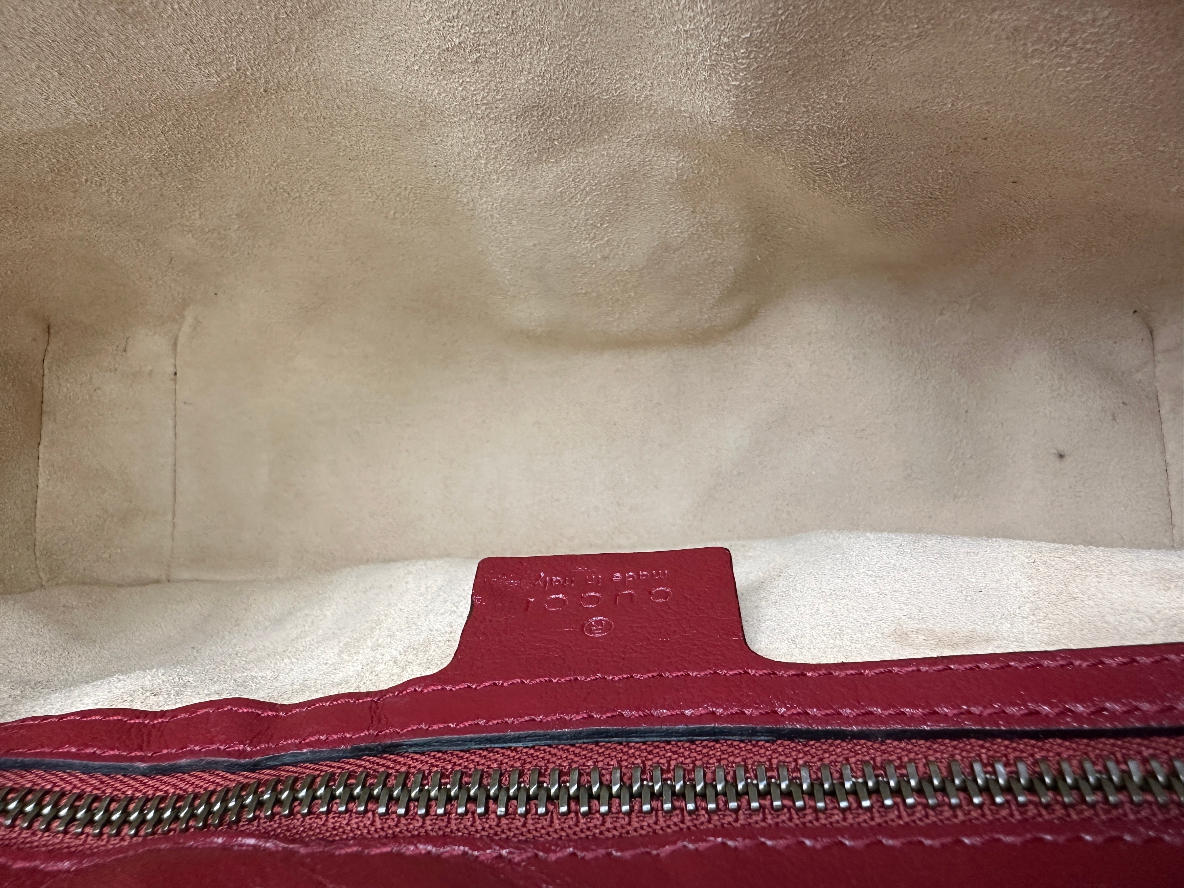 Gucci GG Marmont Black/Red Leather Medium Size Shoulder Bag GG859