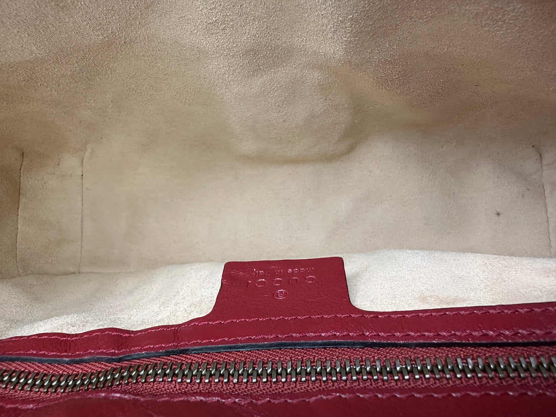Gucci GG Marmont Black/Red Leather Medium Size Shoulder Bag GG859