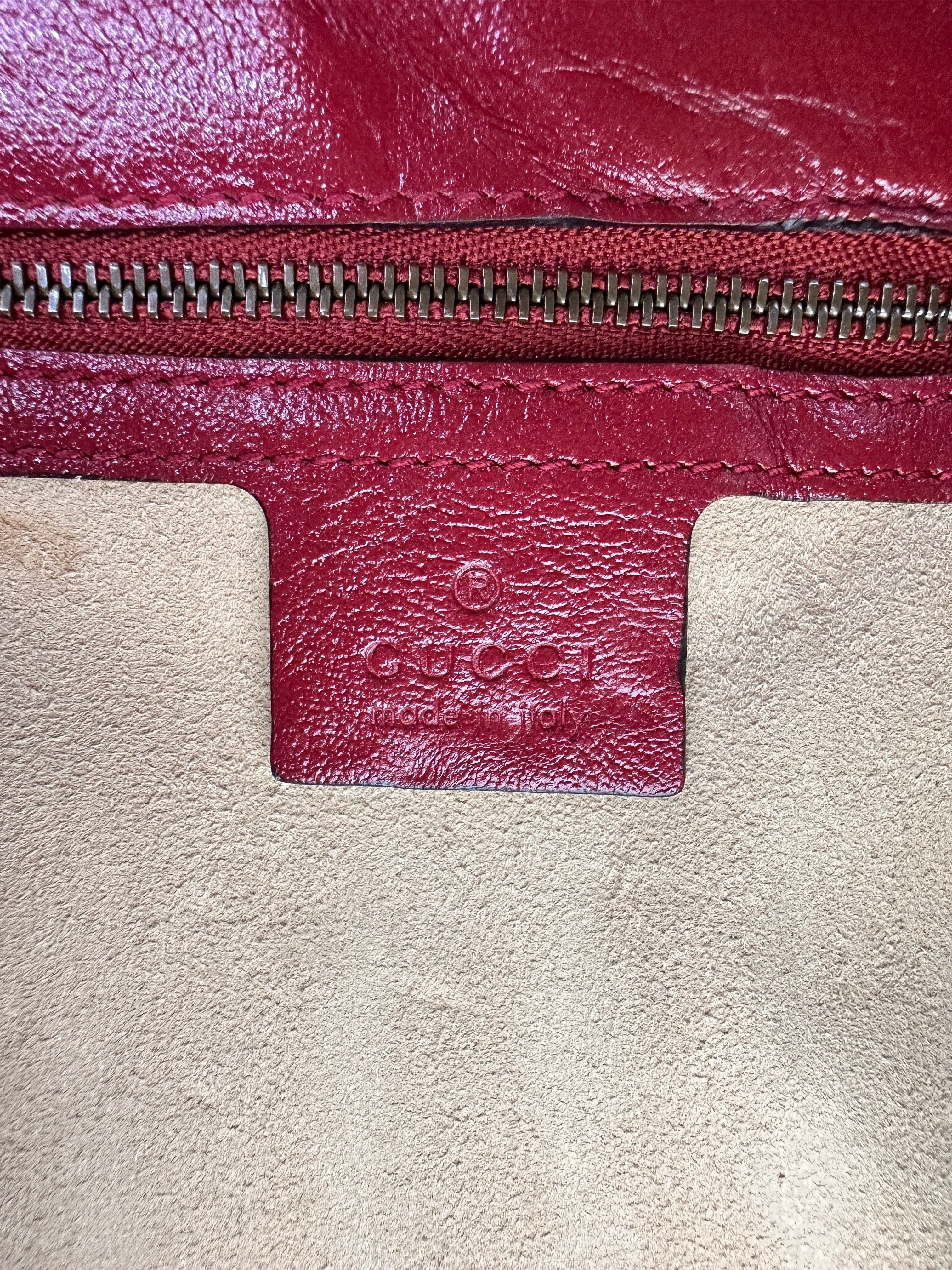 Gucci GG Marmont Black/Red Leather Medium Size Shoulder Bag GG859