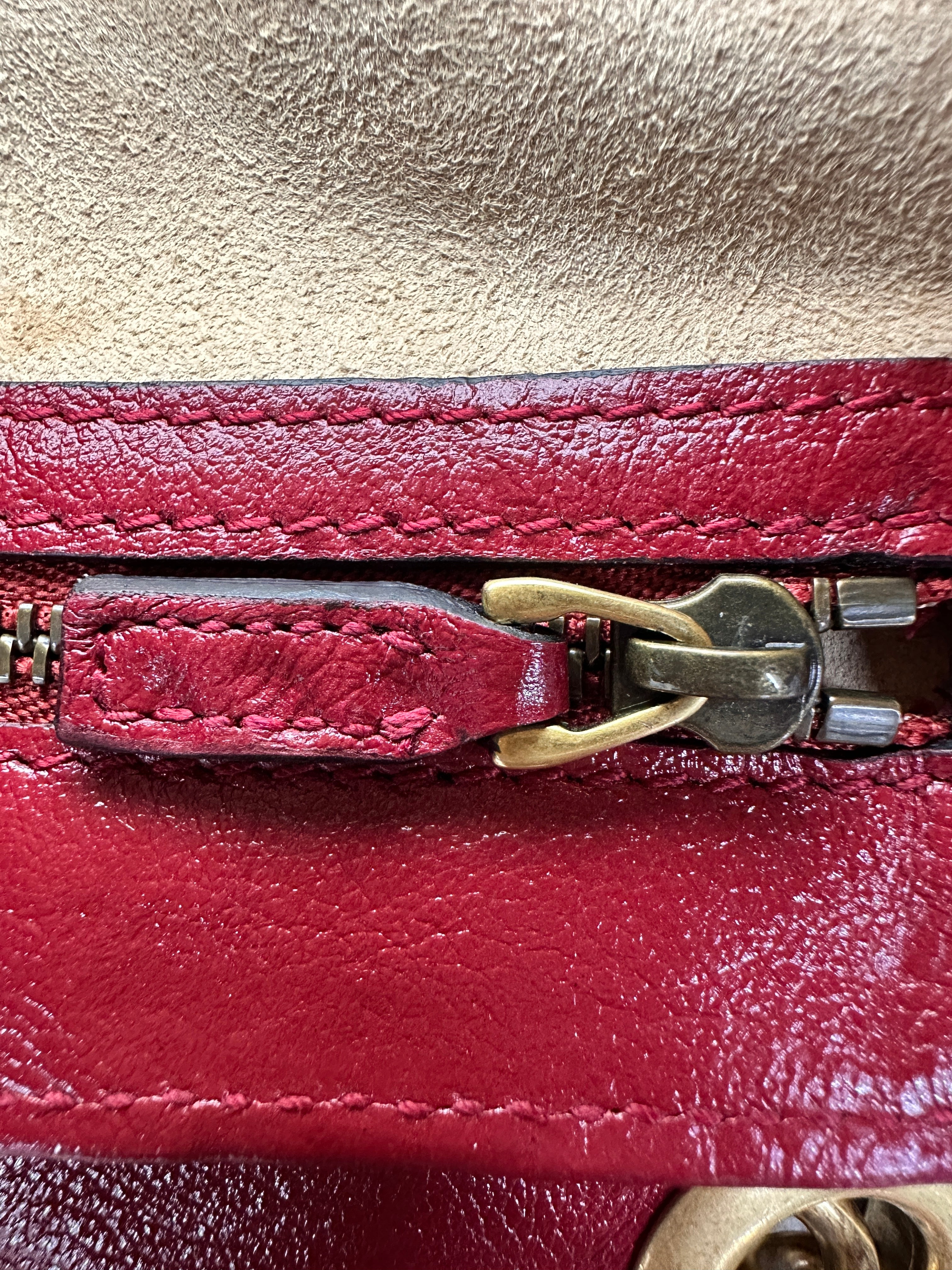 Gucci GG Marmont Black/Red Leather Medium Size Shoulder Bag GG859