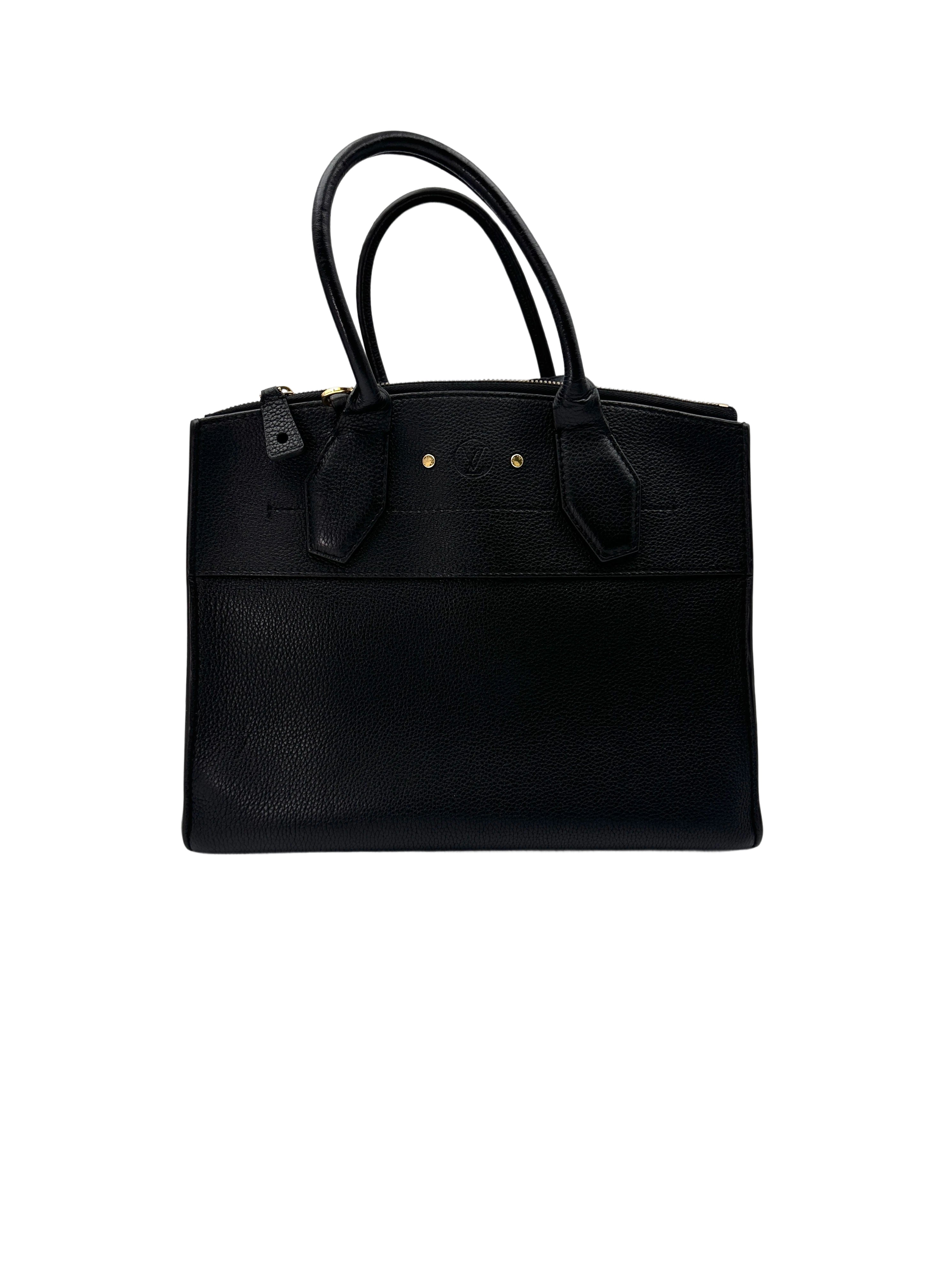 Louis Vuitton City Steamer Black Grained Leather Handle Bag LV2466