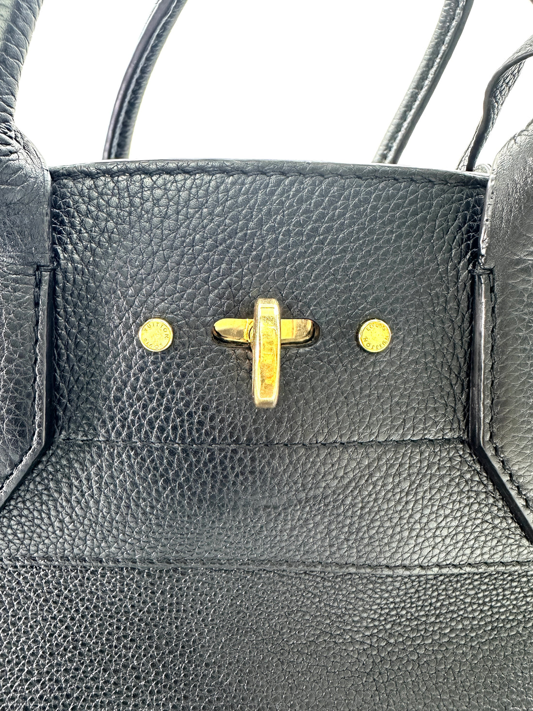 Louis Vuitton City Steamer Black Grained Leather Handle Bag LV2466