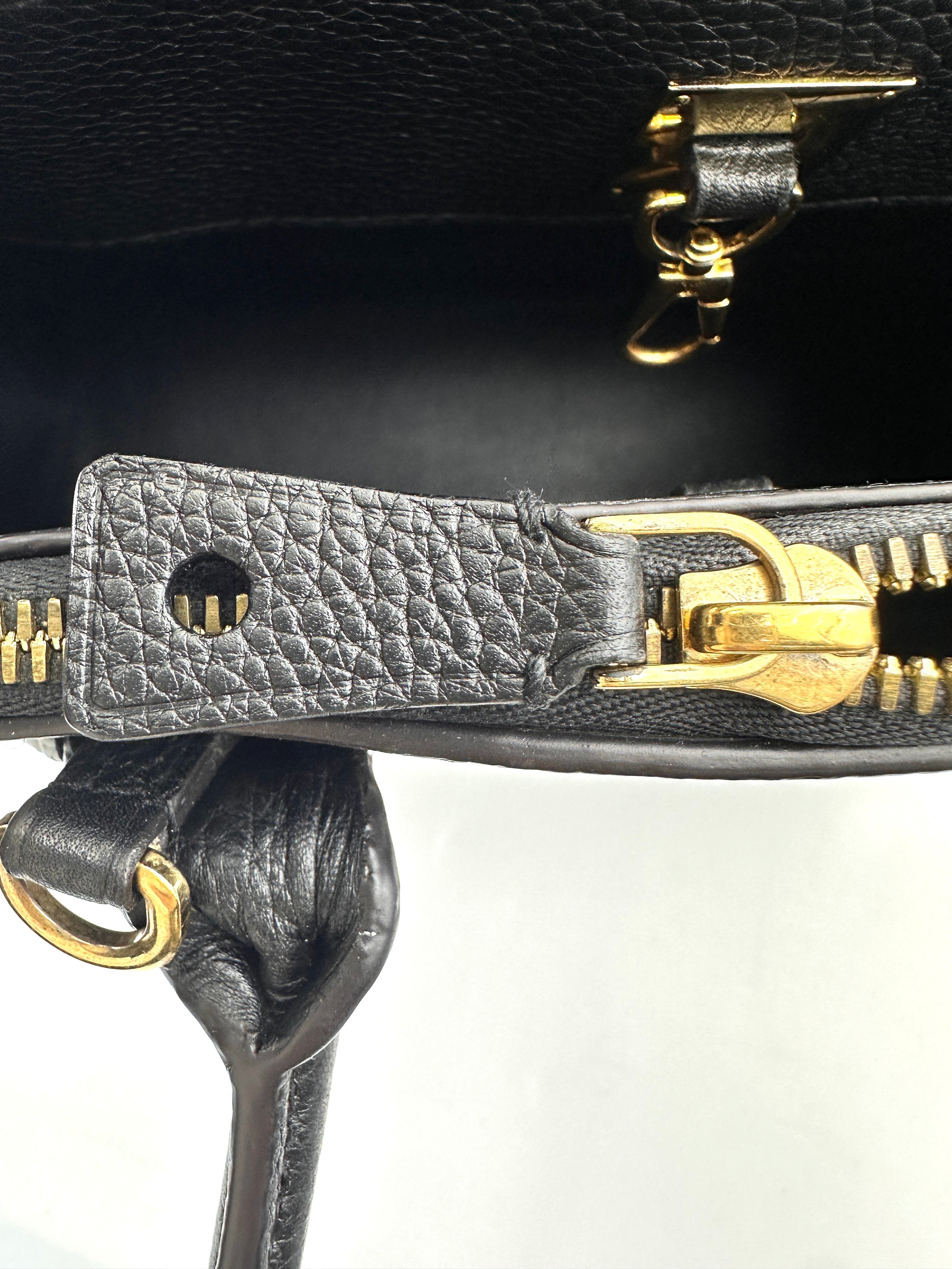 Louis Vuitton City Steamer Black Grained Leather Handle Bag LV2466