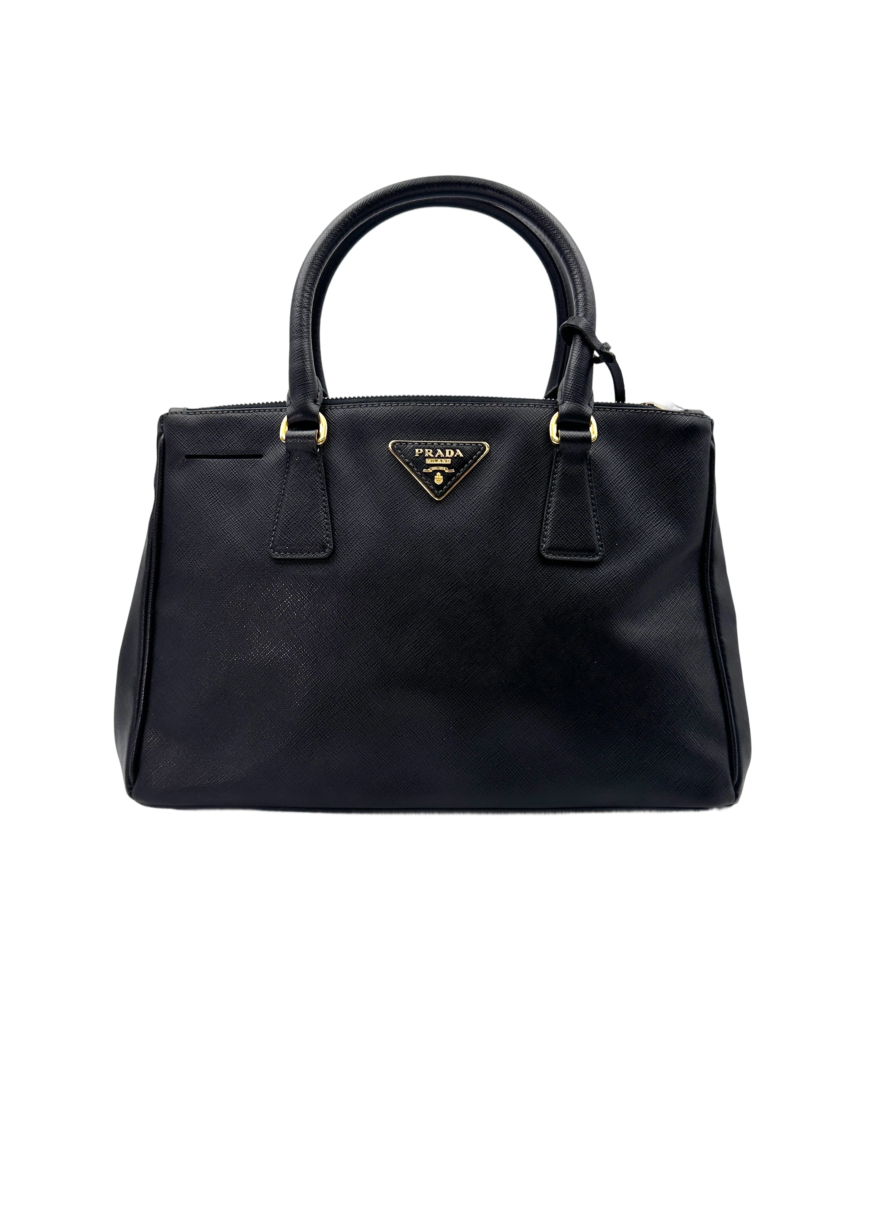 Prada Galleria Black Saffiano Lux Leather Medium Size Handle Bag PR278
