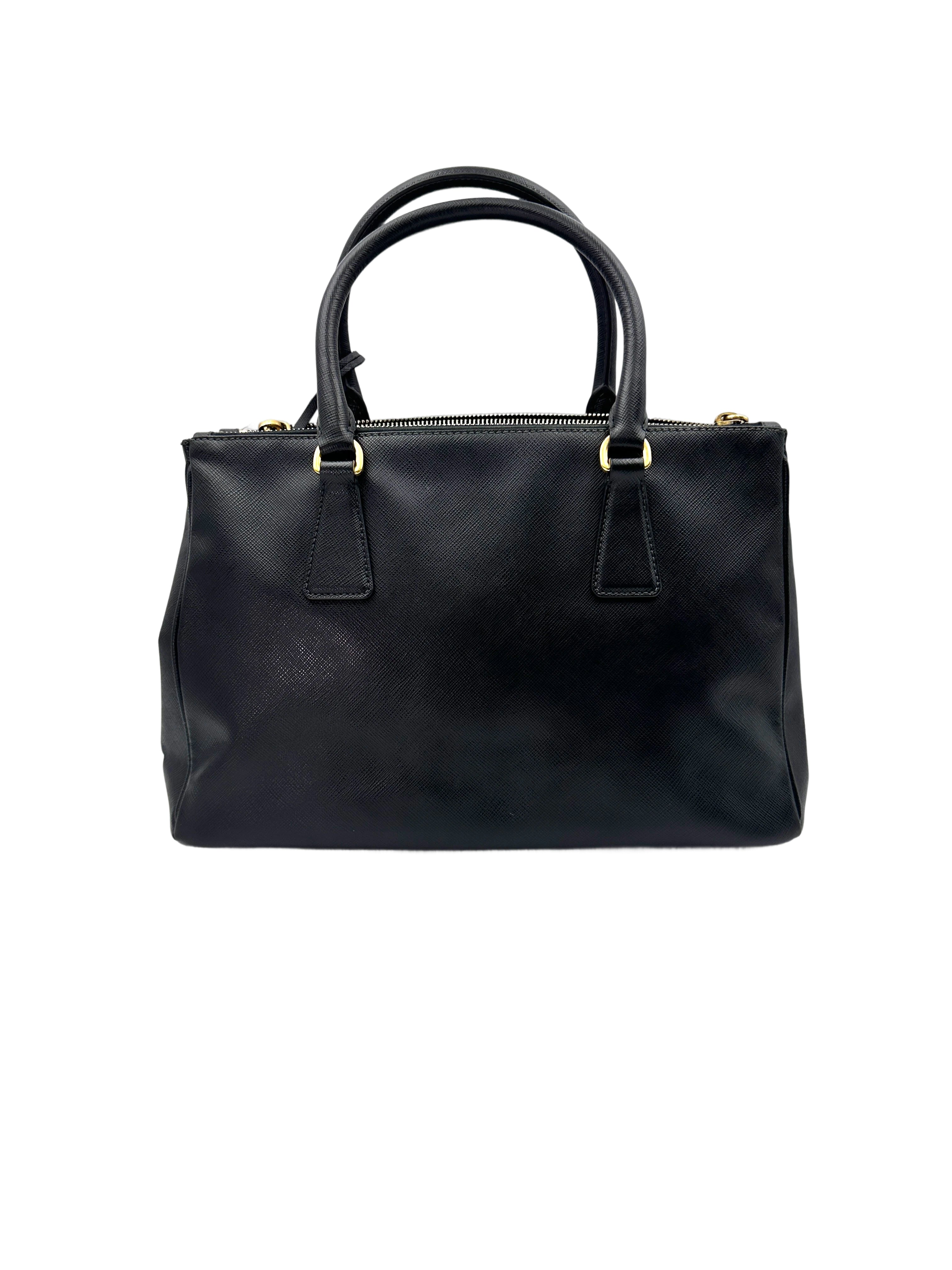 Prada Galleria Black Saffiano Lux Leather Medium Size Handle Bag PR278