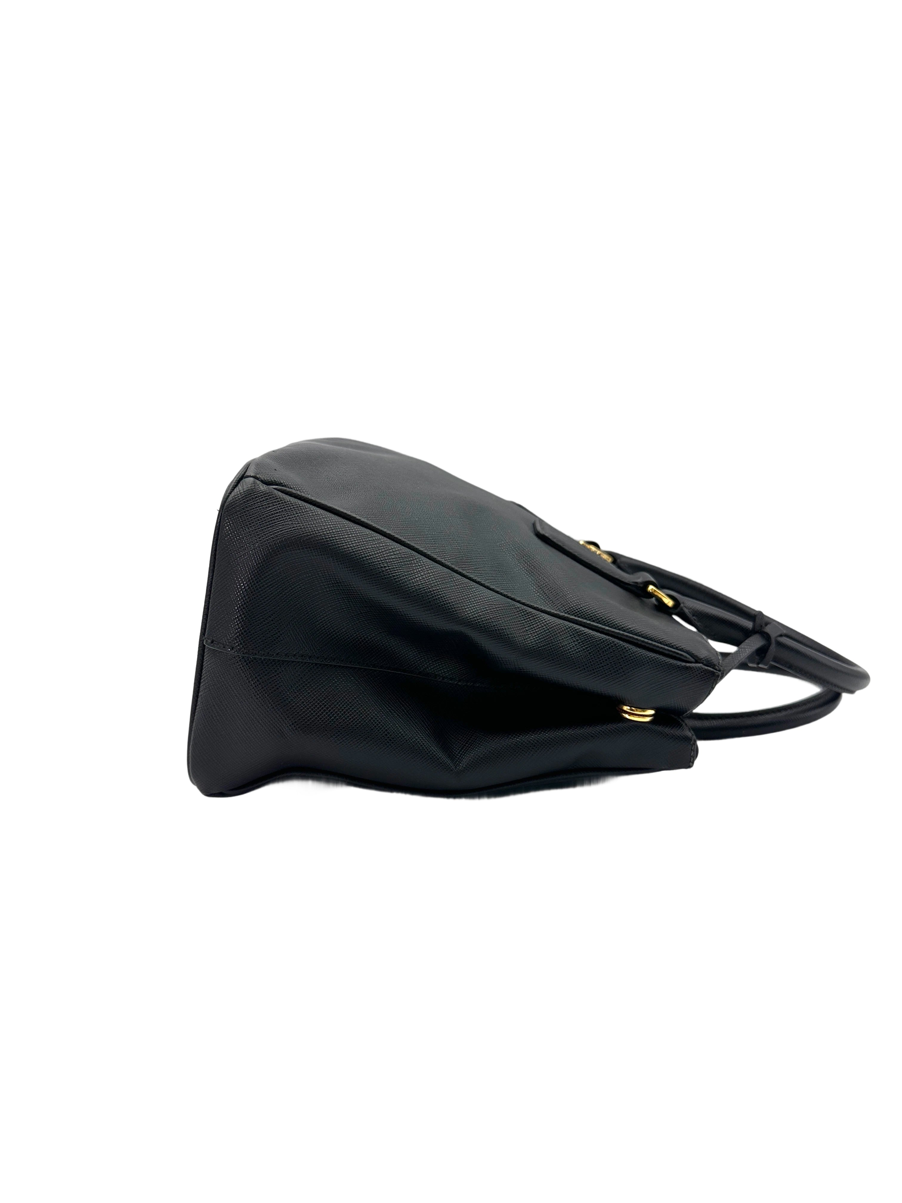 Prada Galleria Black Saffiano Lux Leather Medium Size Handle Bag PR278