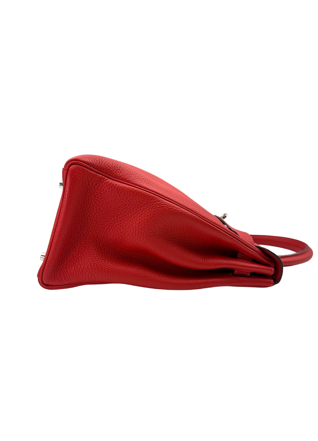 Hermes Kelly 35 Red Leather Handle Bag With Silver Hardware HR101