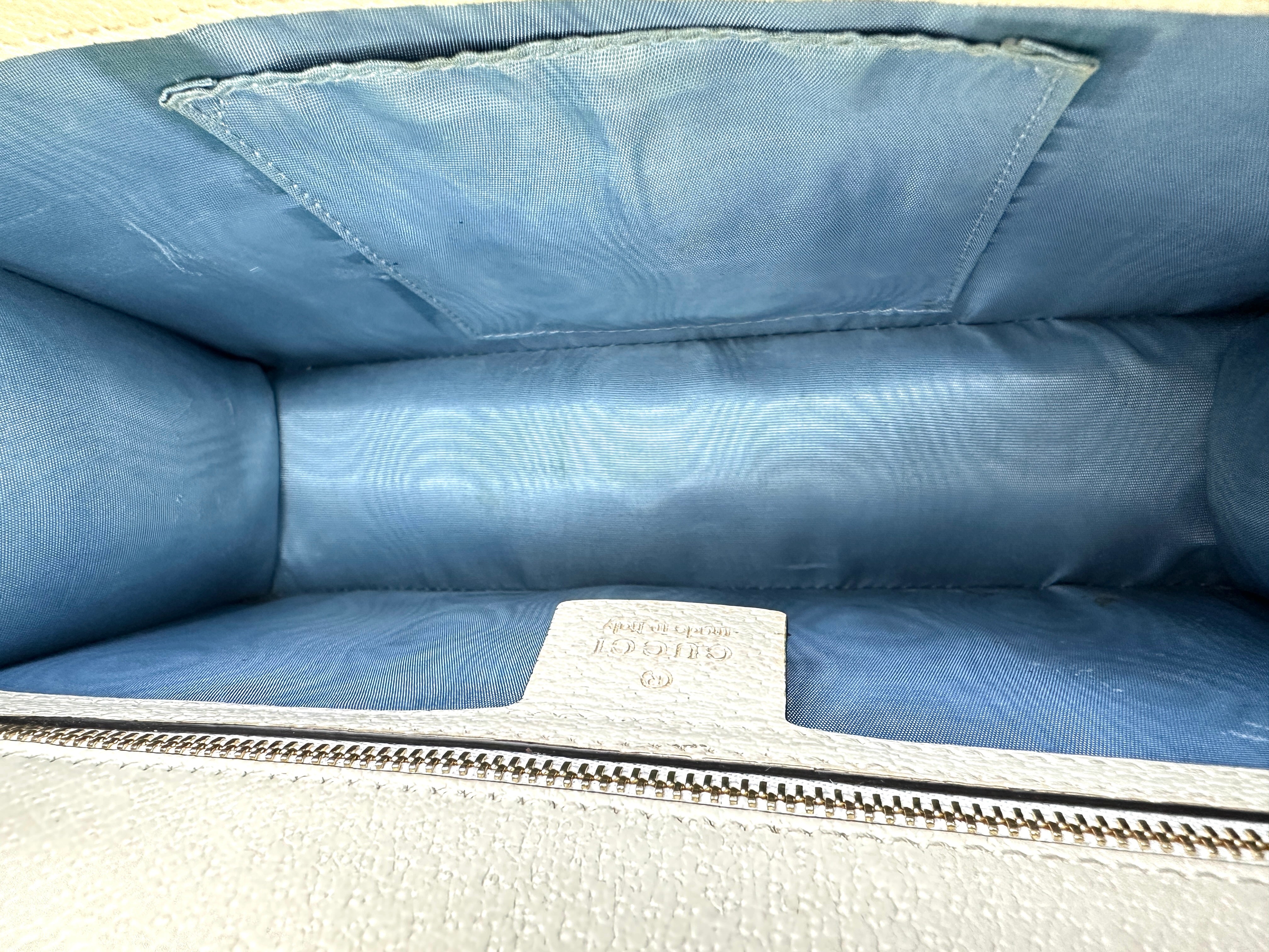 Gucci Sylvie Bee Star White Leather Shoulder Bag GG861