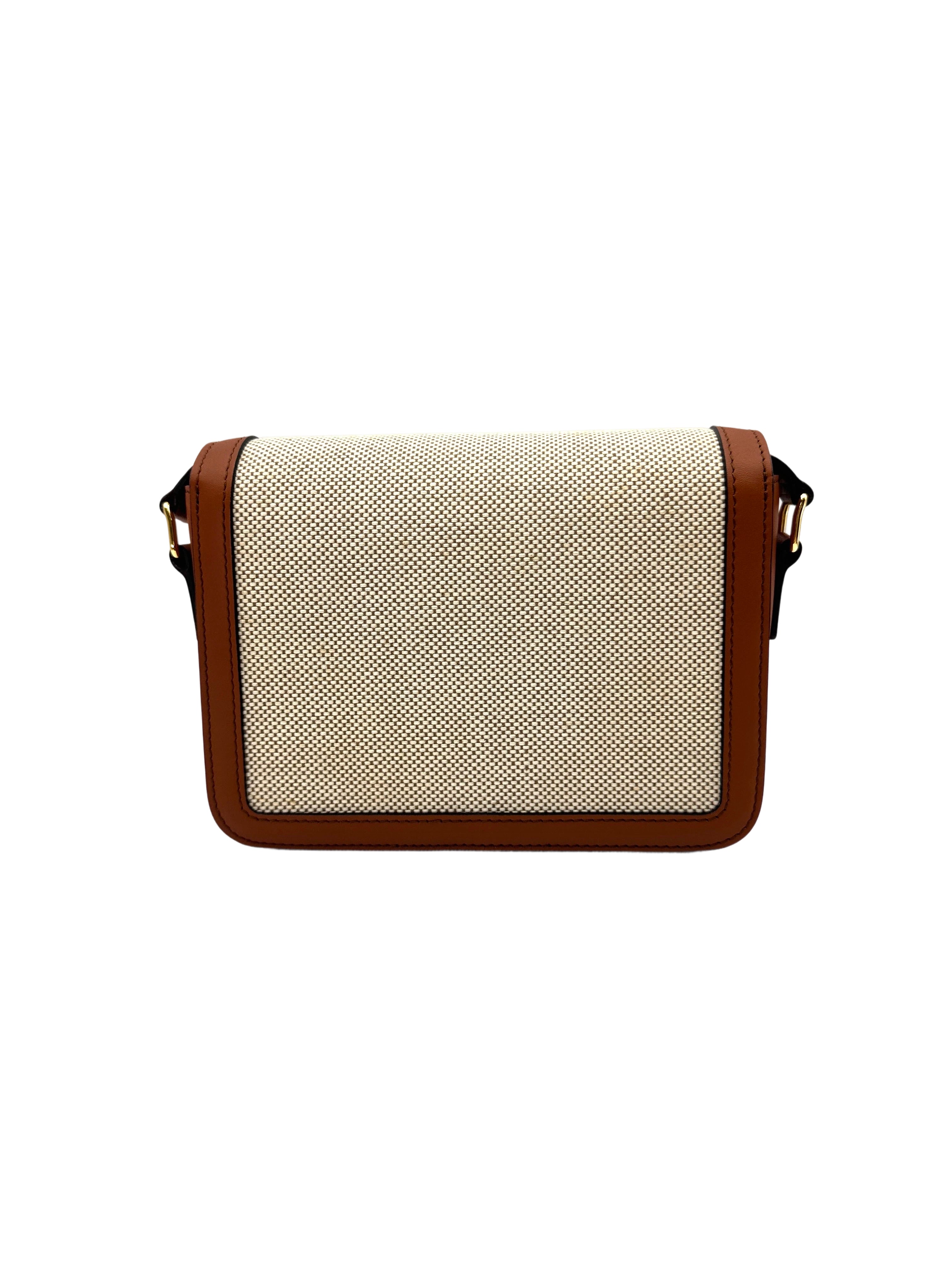 Celine Teen Triomphe White Canvas Shoulder Bag CEN260424