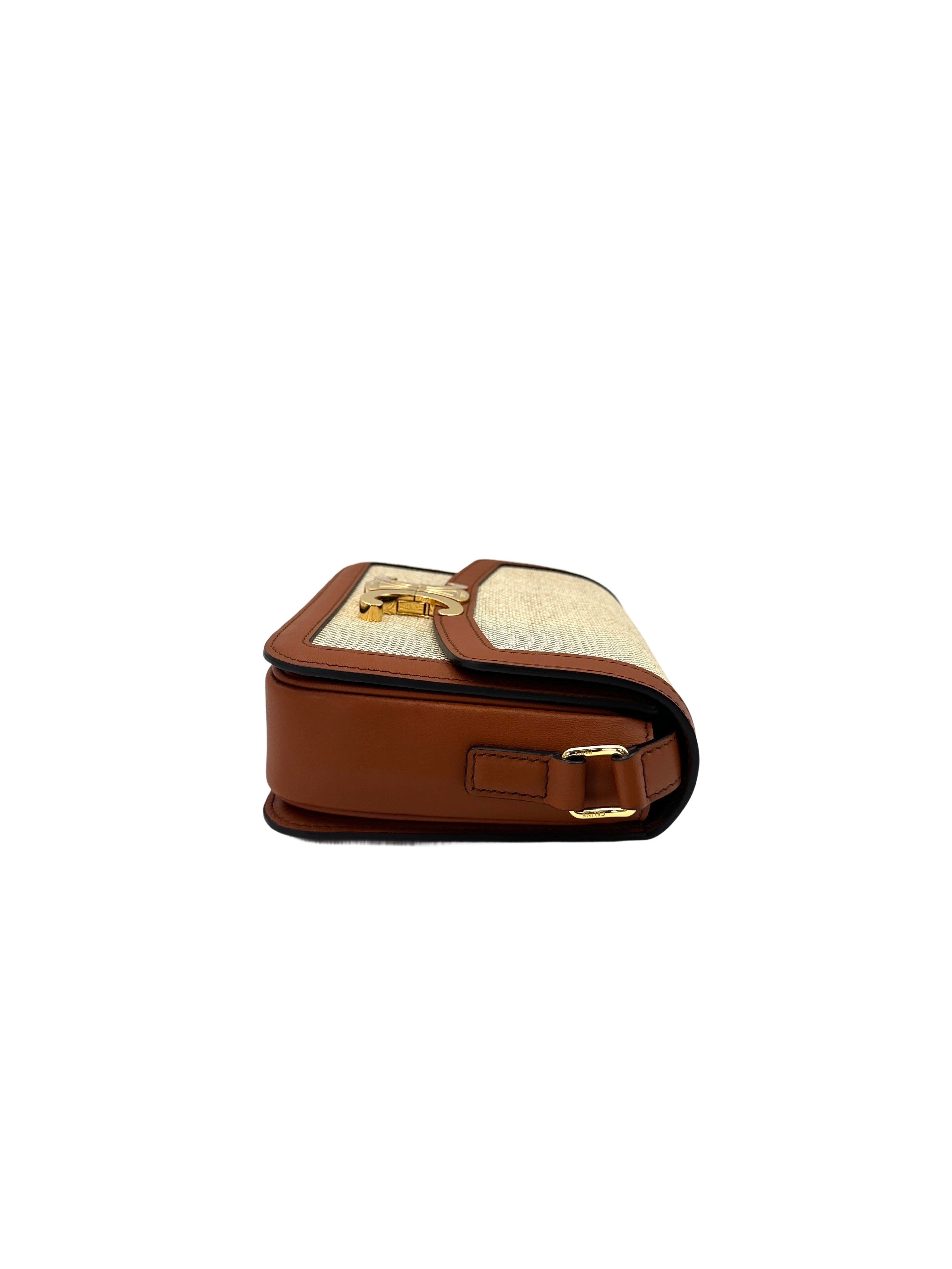 Celine Teen Triomphe White Canvas Shoulder Bag CEN260424