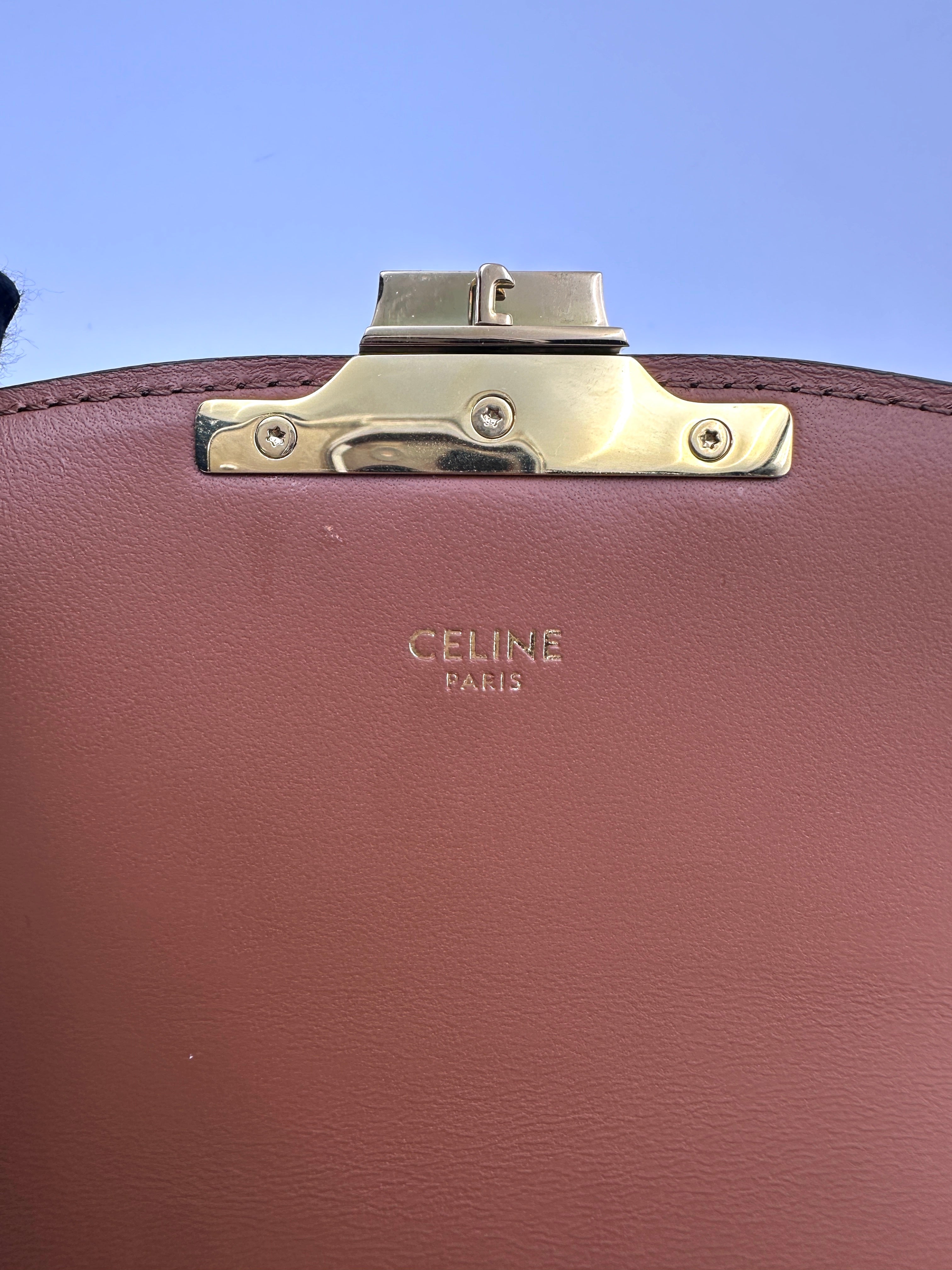 Celine Teen Triomphe White Canvas Shoulder Bag CEN260424