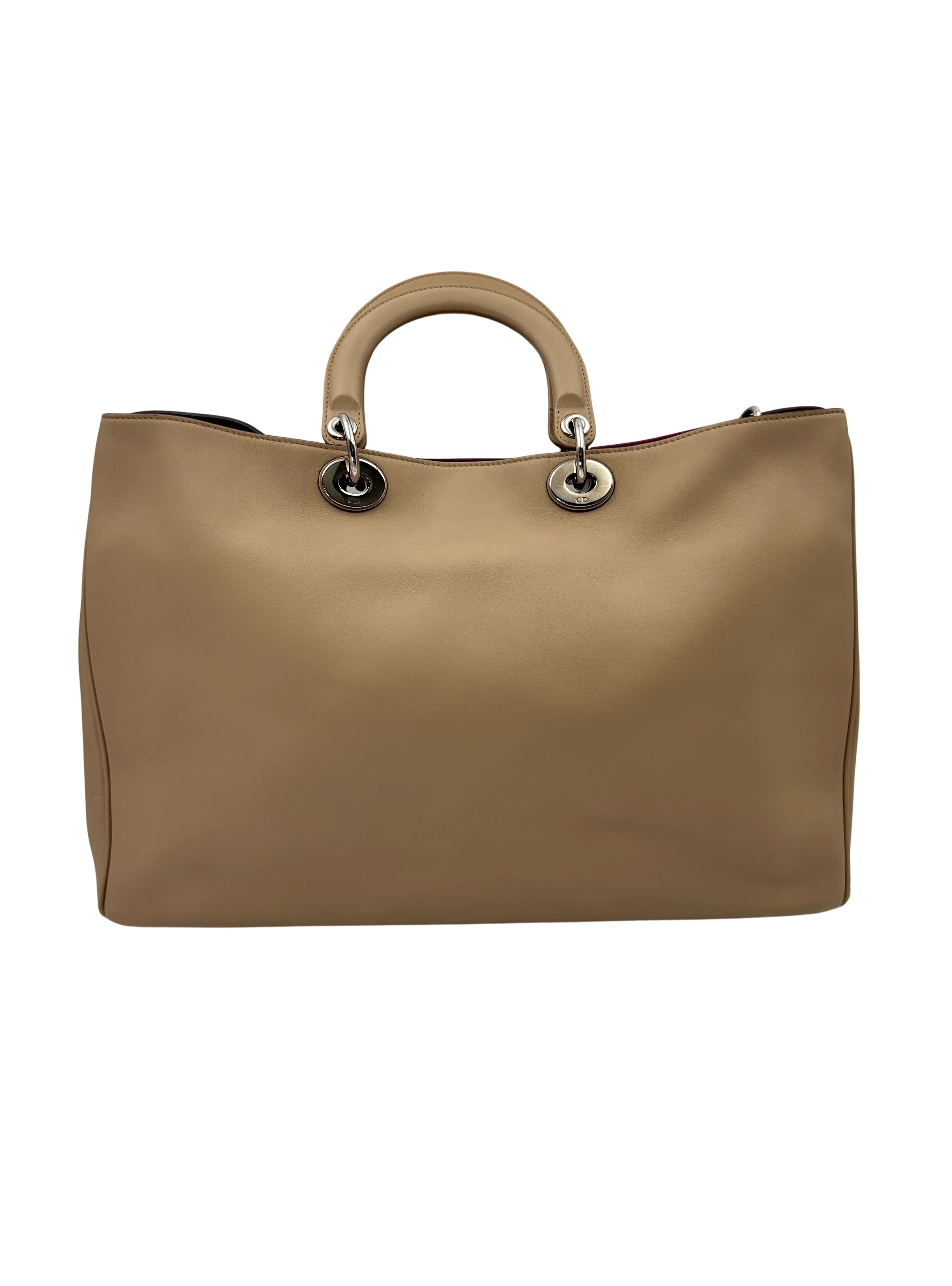 Christian Dior Diorissimo Beige Leather Large Size Handle Bag DR680