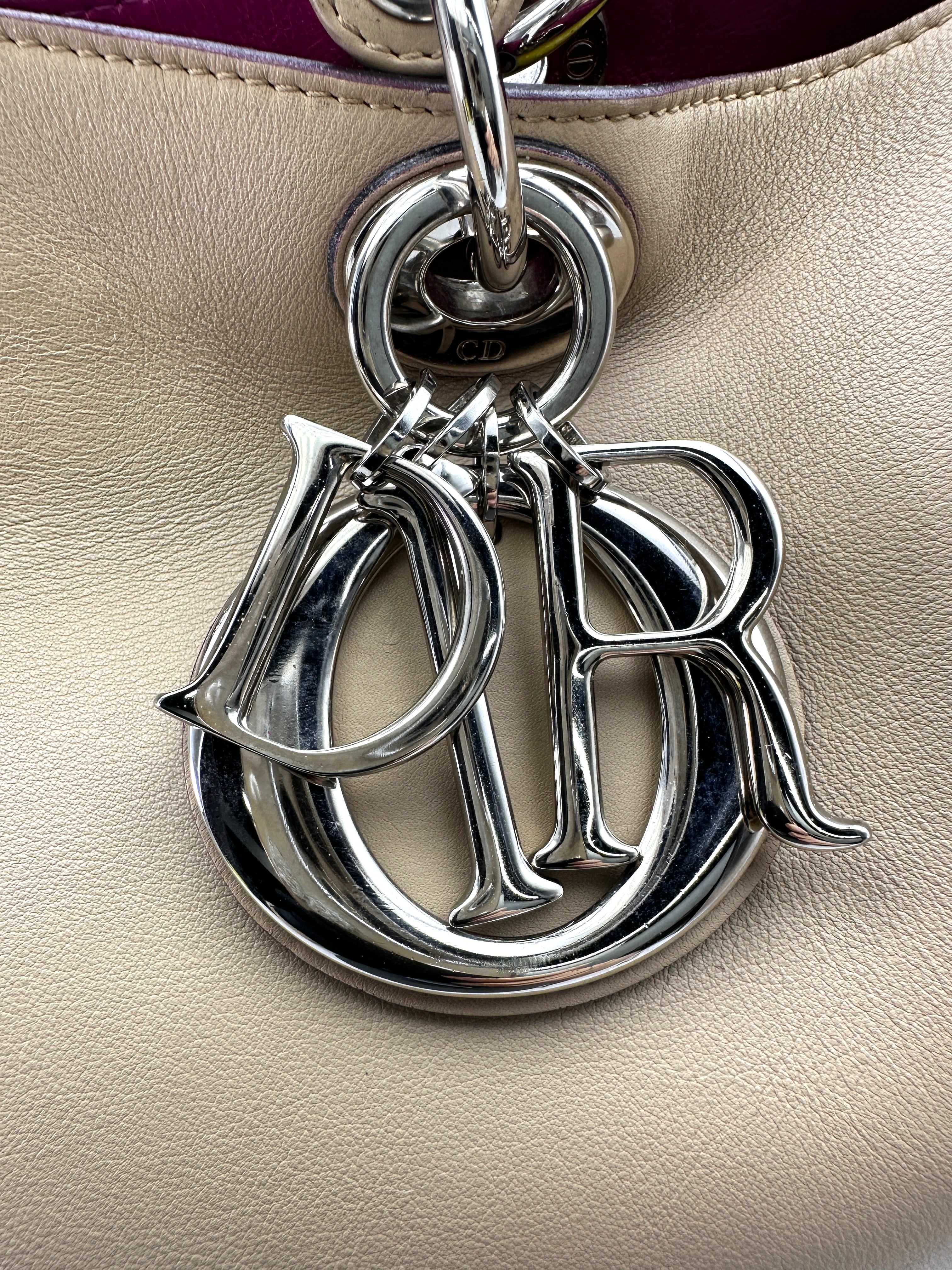Christian Dior Diorissimo Beige Leather Large Size Handle Bag DR680