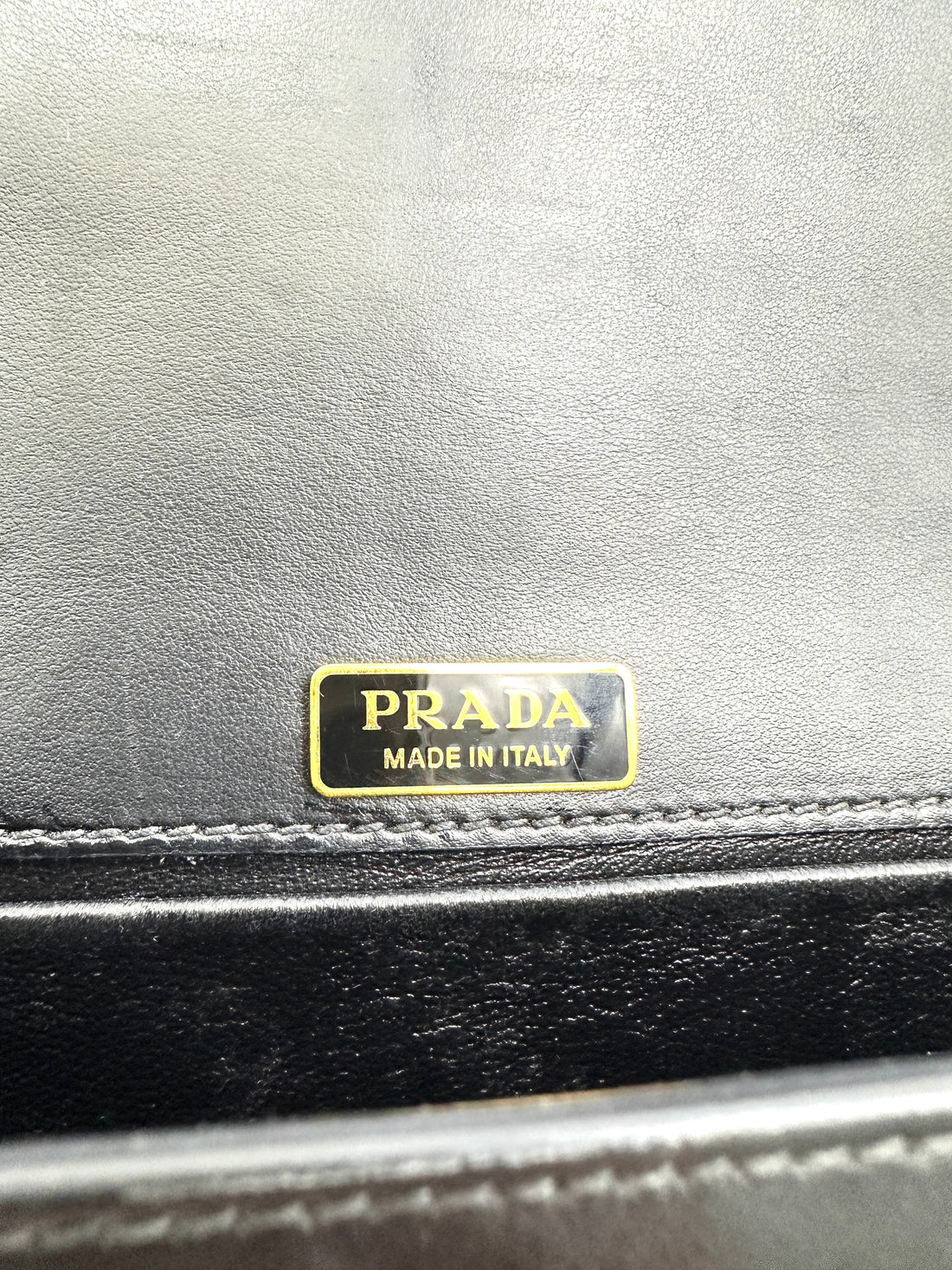 Prada Cahier Black Saffiano Leather Shoulder Bag With Gold Hardware PR280